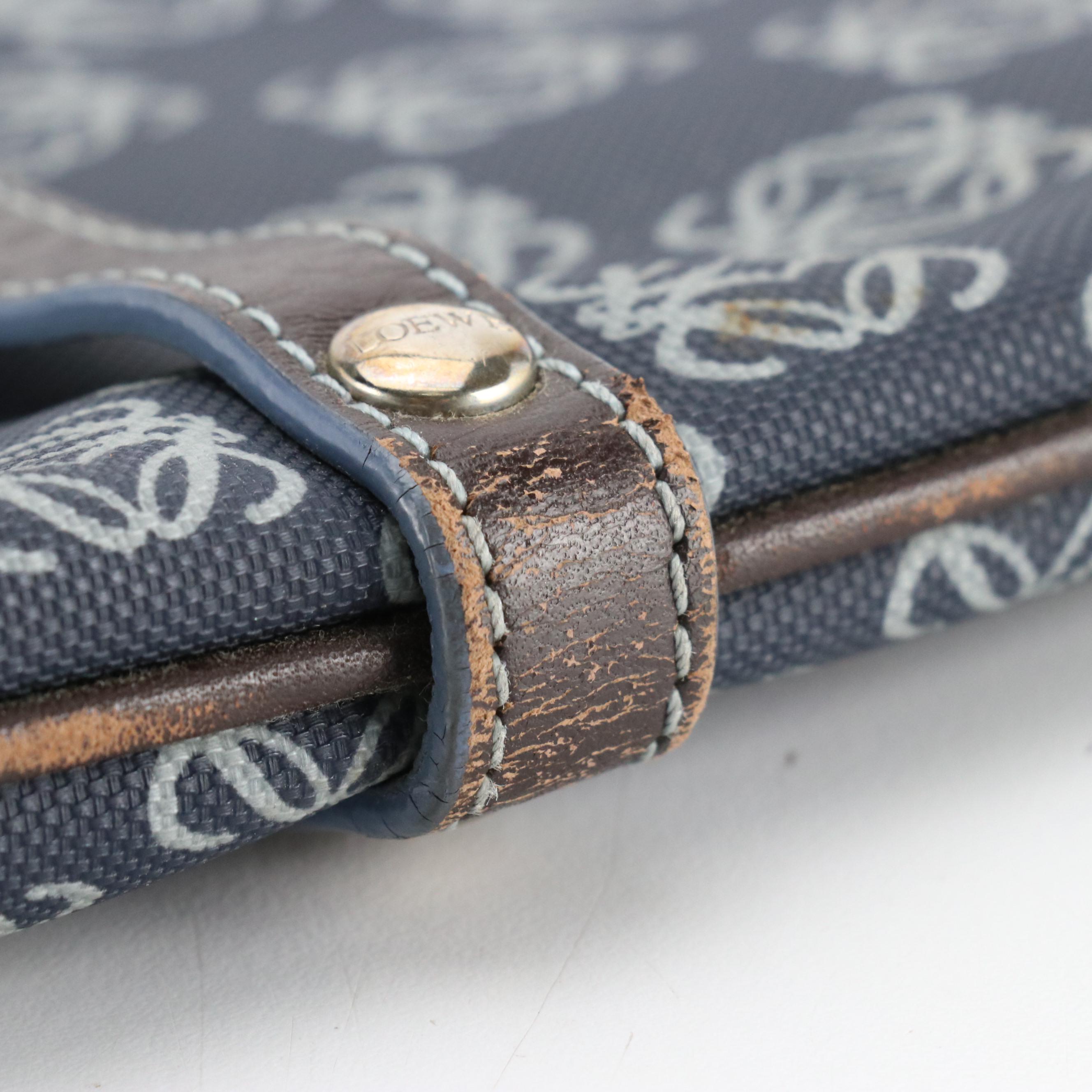 Loewe Anagram Canvas and Brown Leather Vertical Tote