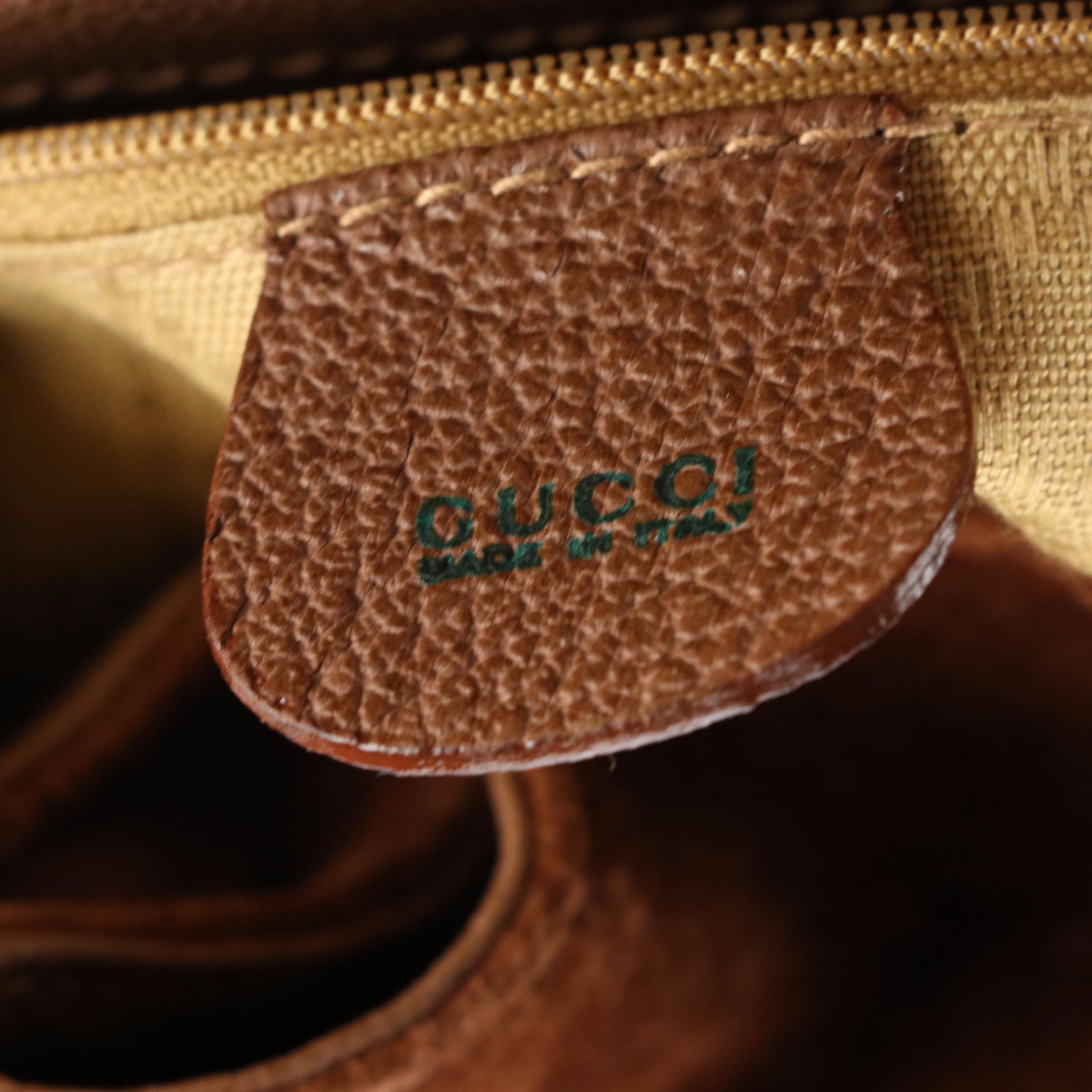 Gucci Bamboo Handle Double Pocket Backpack in Brown Suede and Leather