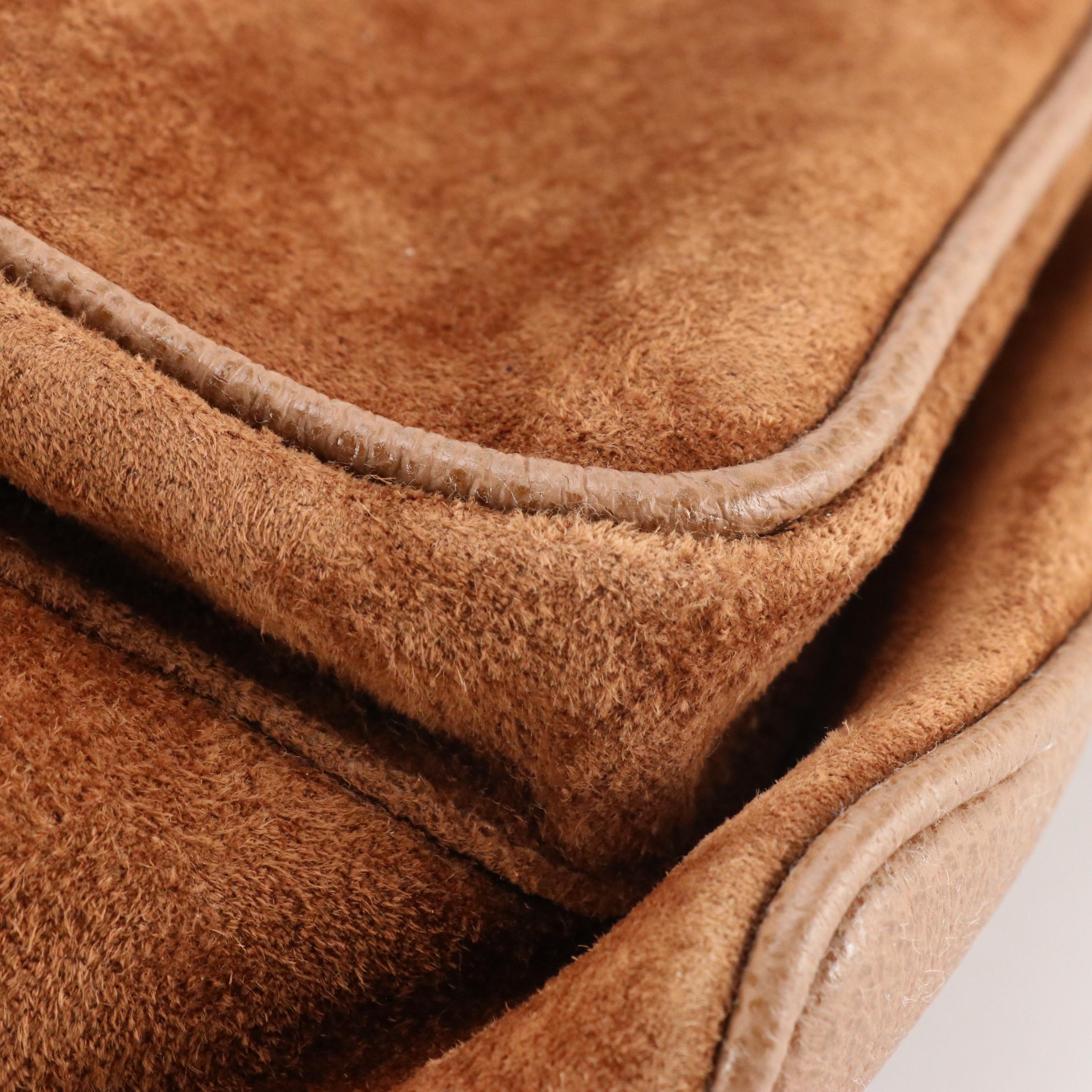 Gucci Bamboo Handle Double Pocket Backpack in Brown Suede and Leather