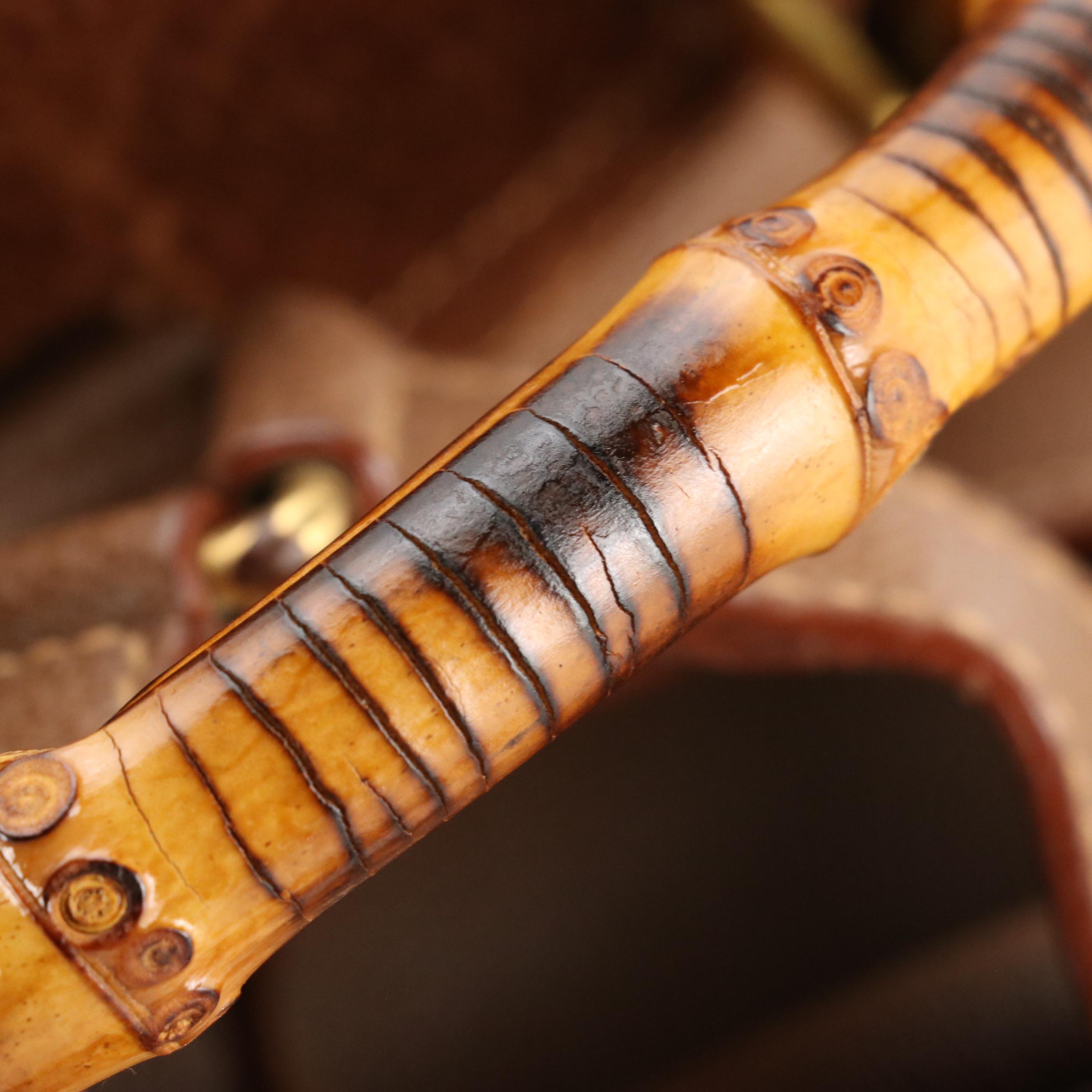 Gucci Bamboo Handle Double Pocket Backpack in Brown Suede and Leather