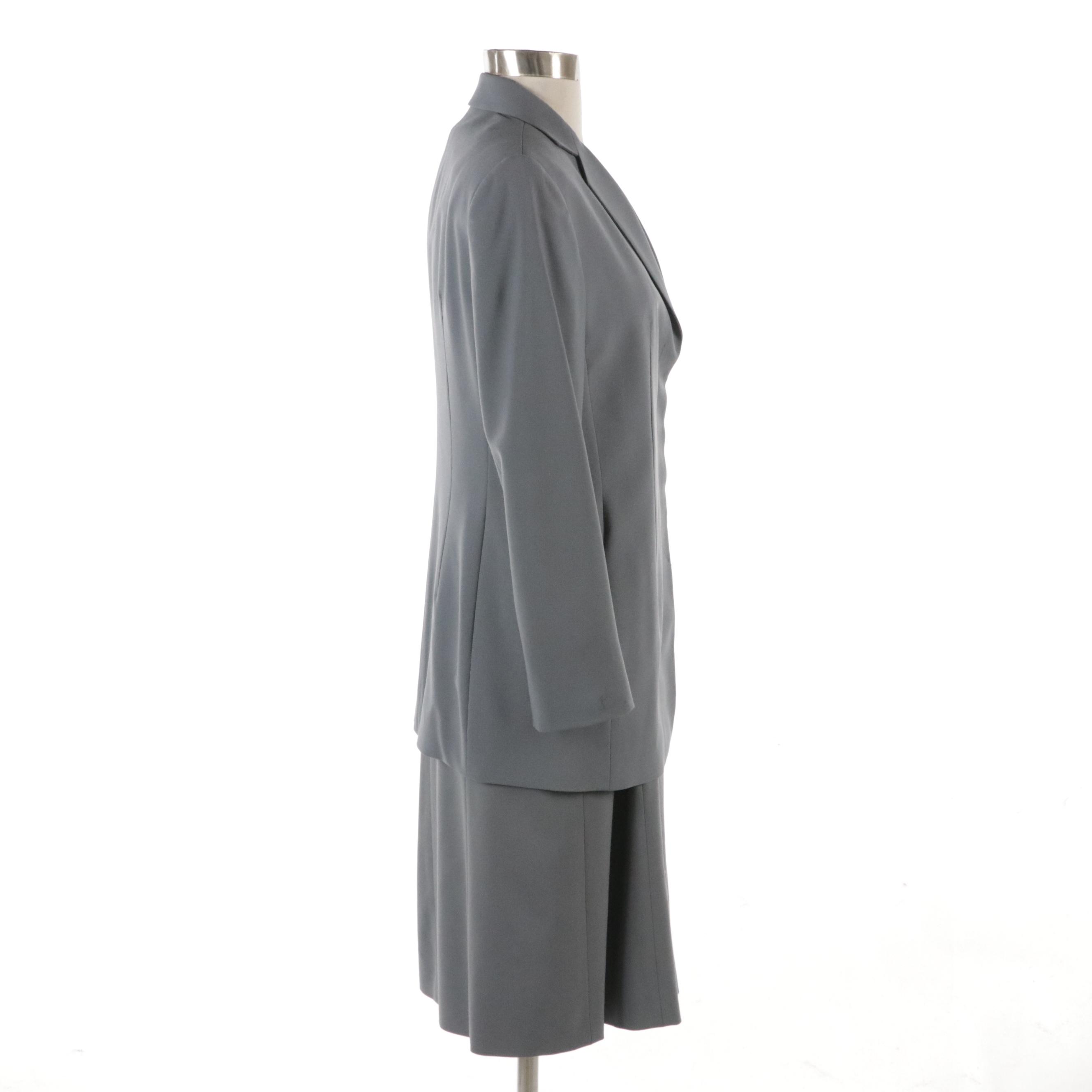 Armani Collezioni Gray Wool Blend Cap Sleeve Midi Dress and Matching Blazer