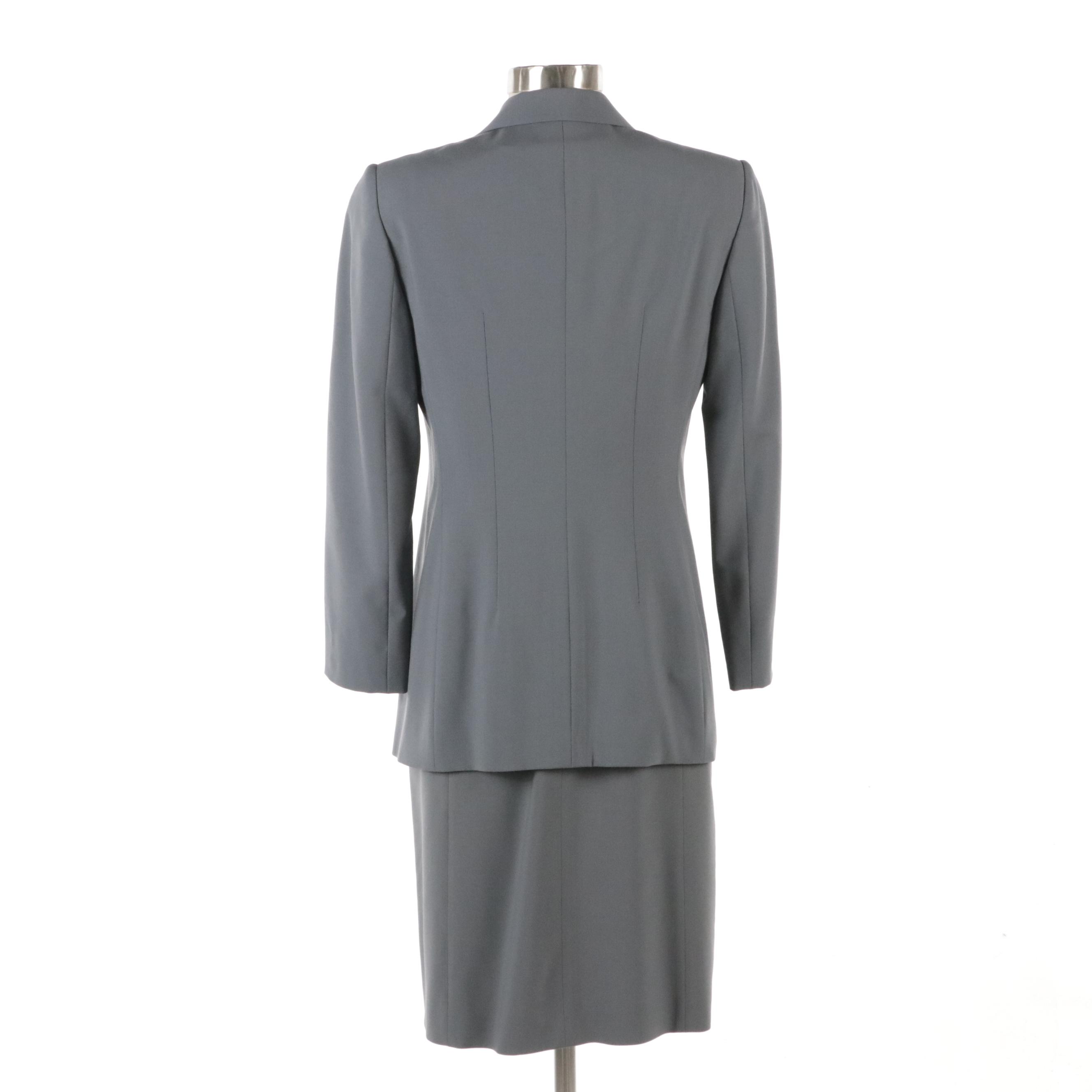 Armani Collezioni Gray Wool Blend Cap Sleeve Midi Dress and Matching Blazer
