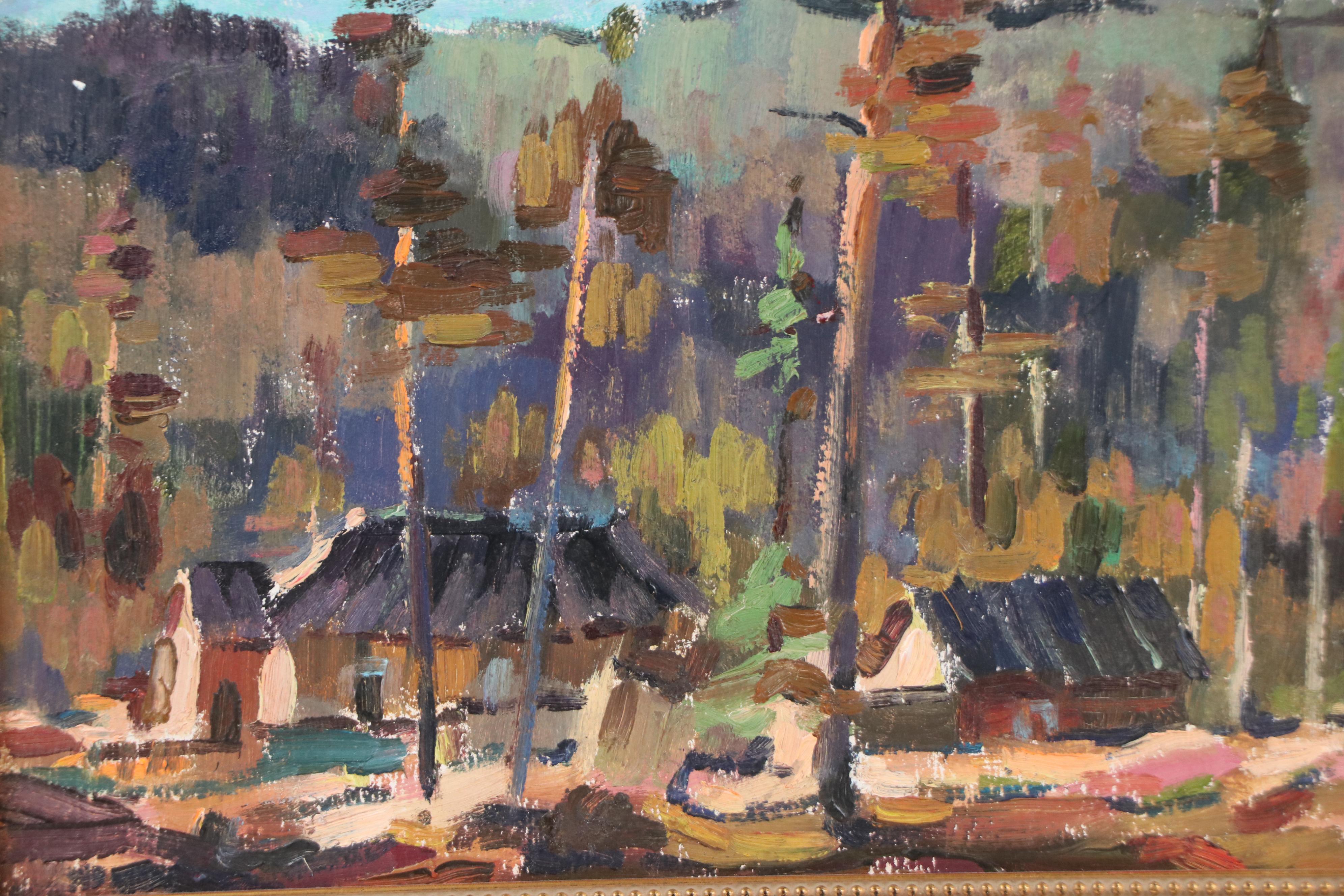 Boris Pak Abstract Landscape Oil Painting, Mid-20th Century
