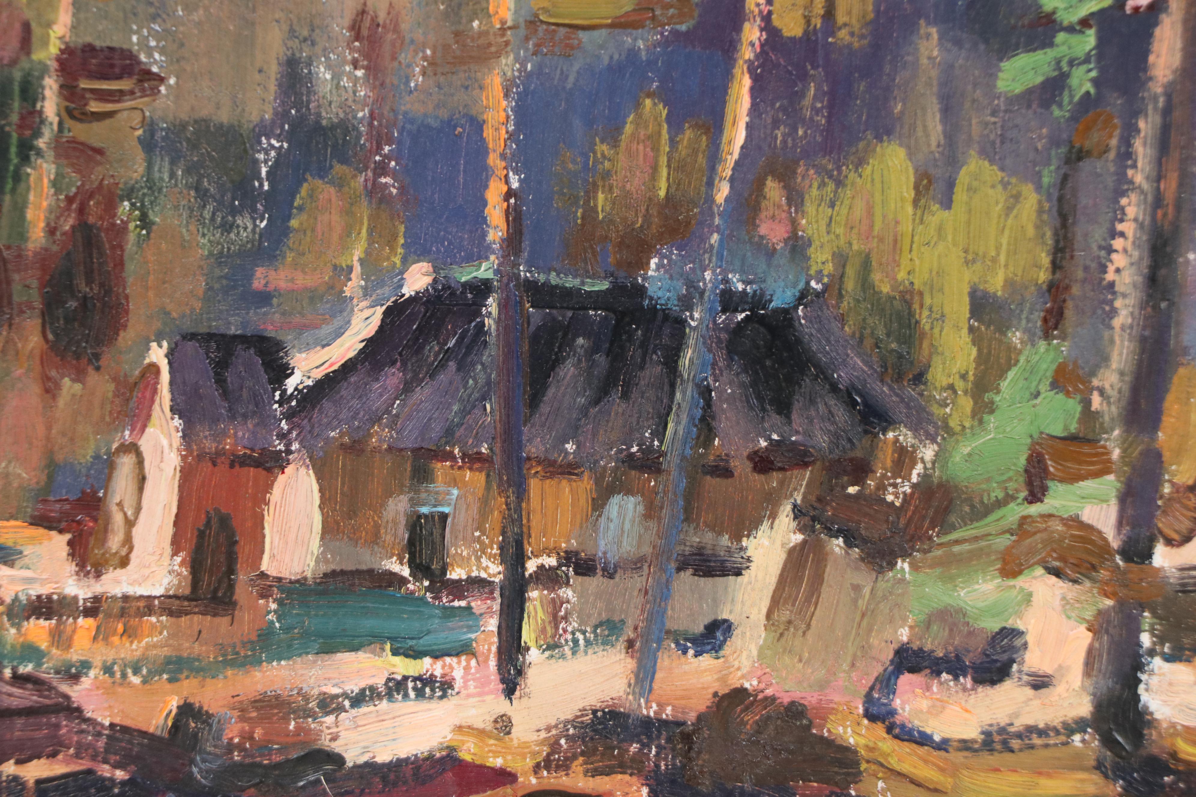 Boris Pak Abstract Landscape Oil Painting, Mid-20th Century