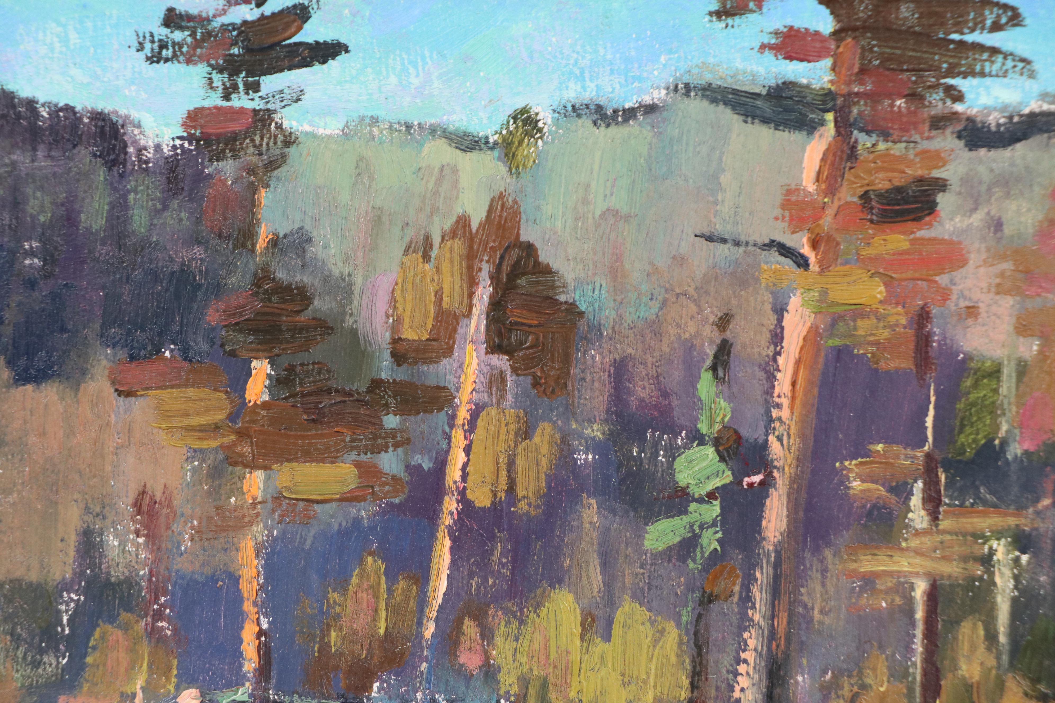 Boris Pak Abstract Landscape Oil Painting, Mid-20th Century