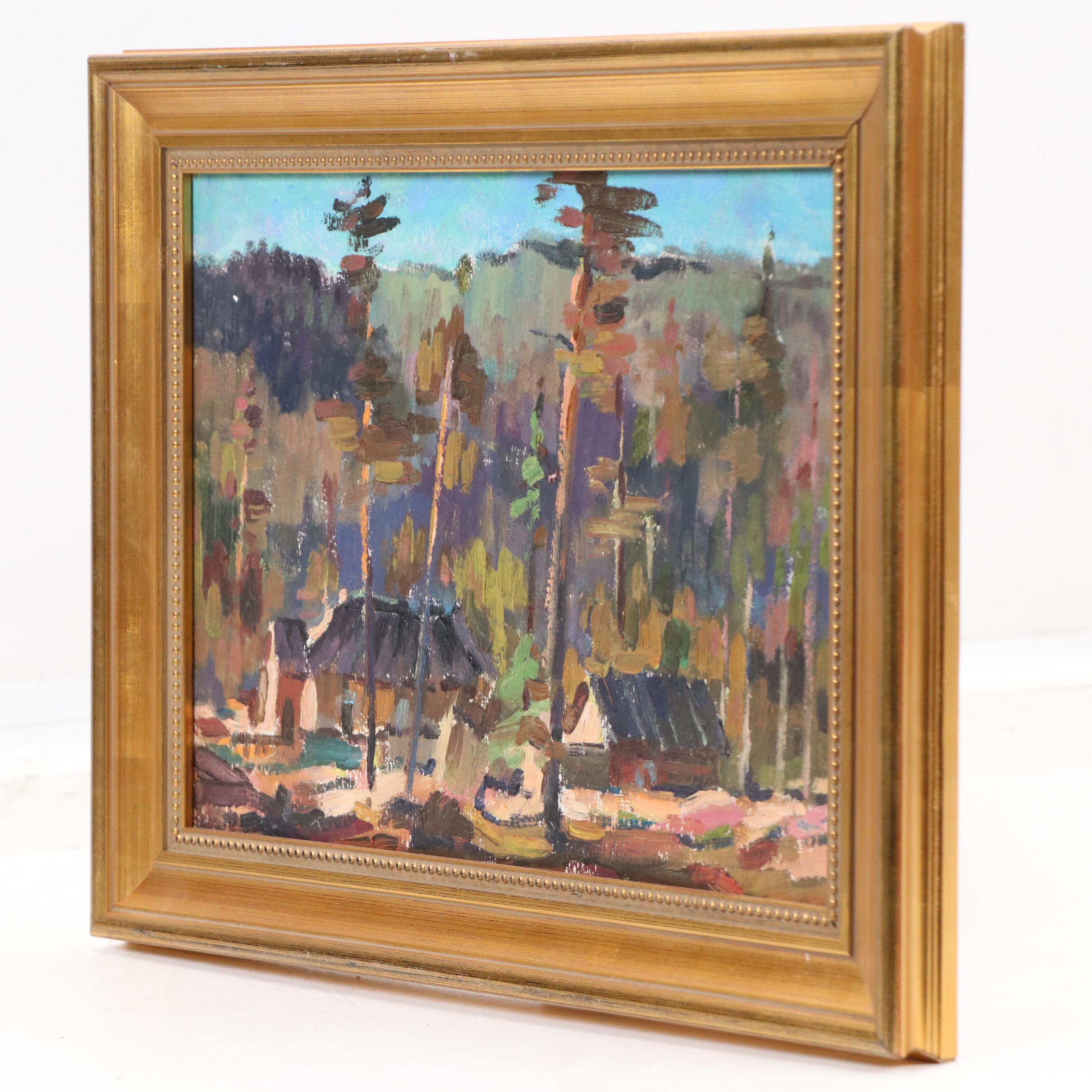 Boris Pak Abstract Landscape Oil Painting, Mid-20th Century