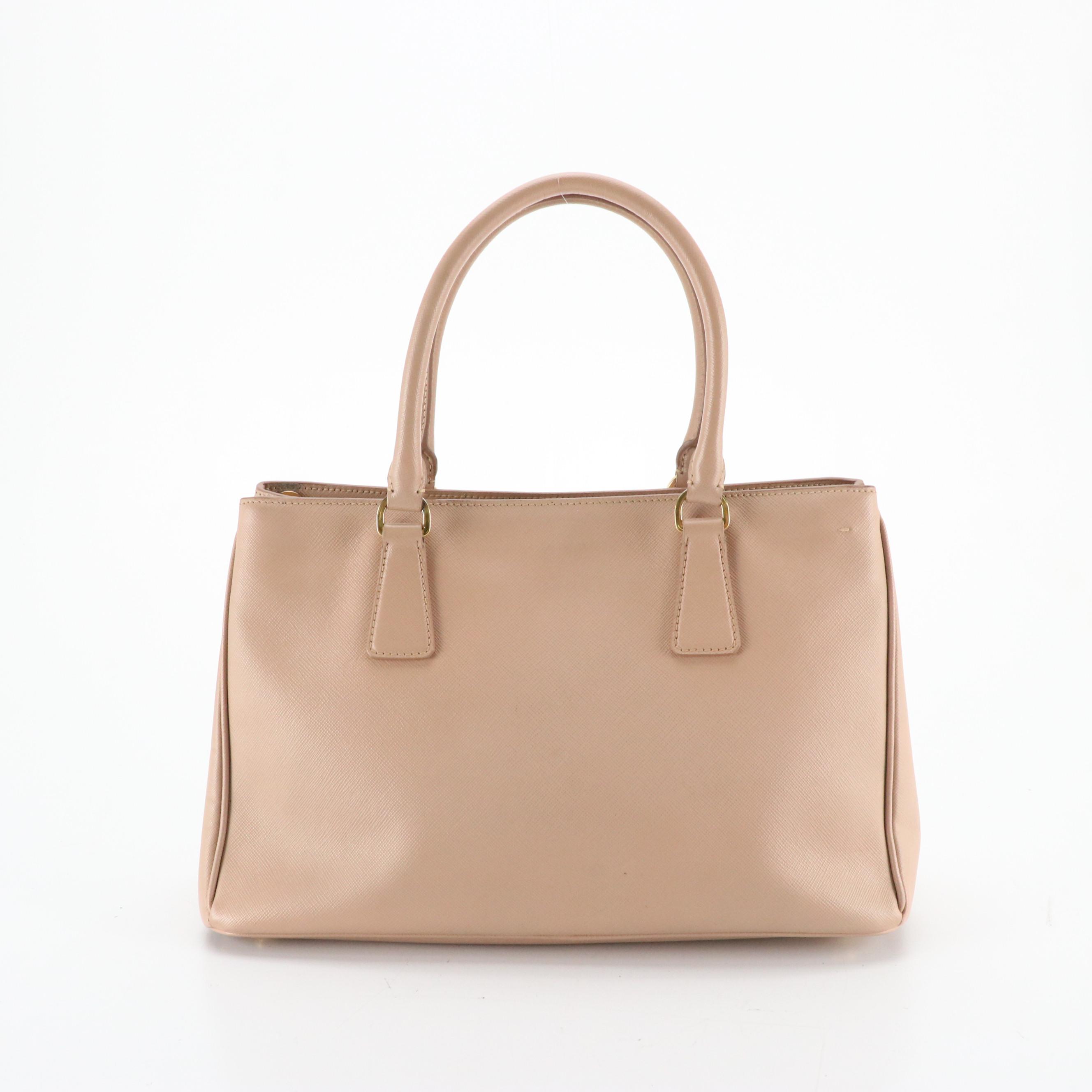 Prada Twin Pocket Tote in Nude Saffiano Leather
