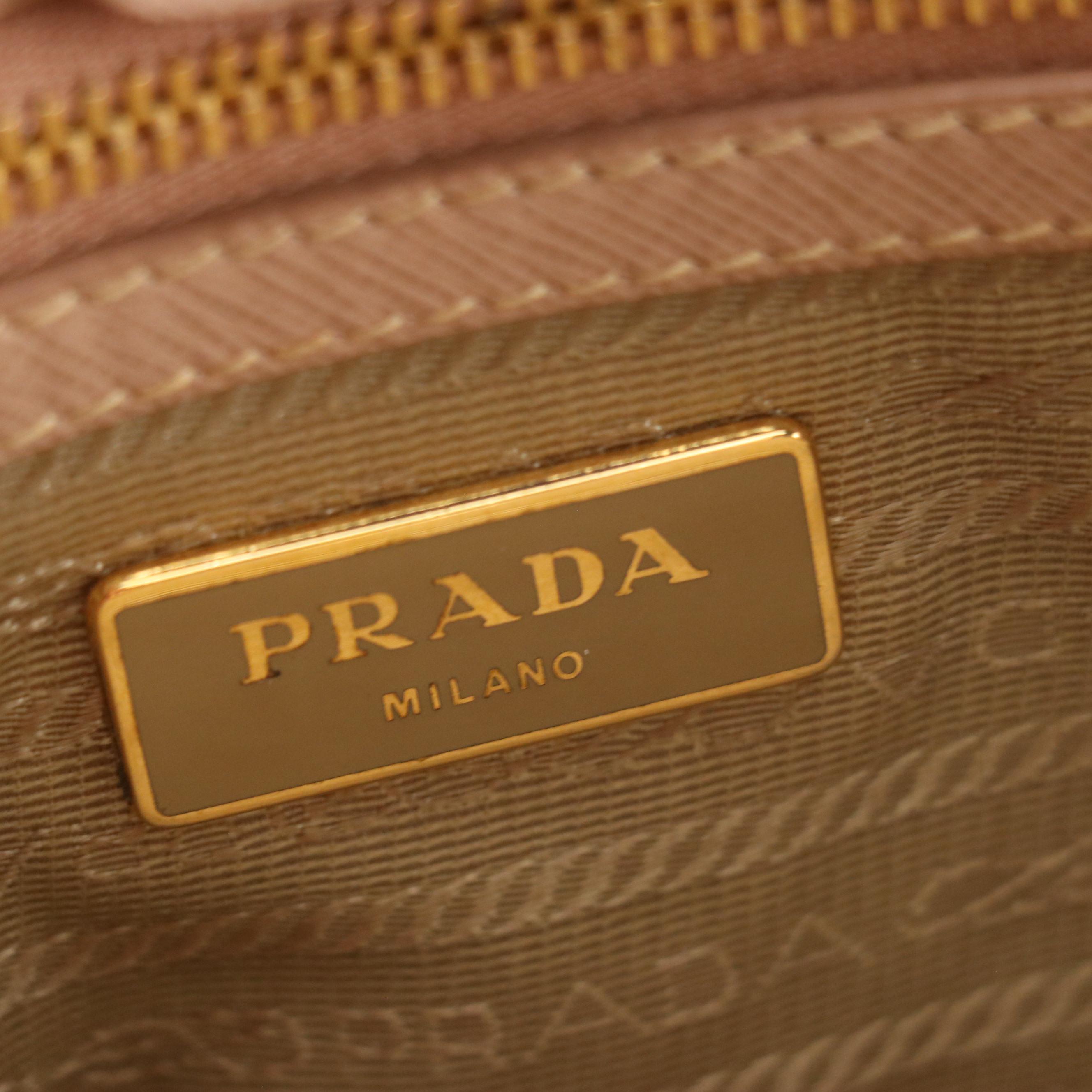 Prada Twin Pocket Tote in Nude Saffiano Leather