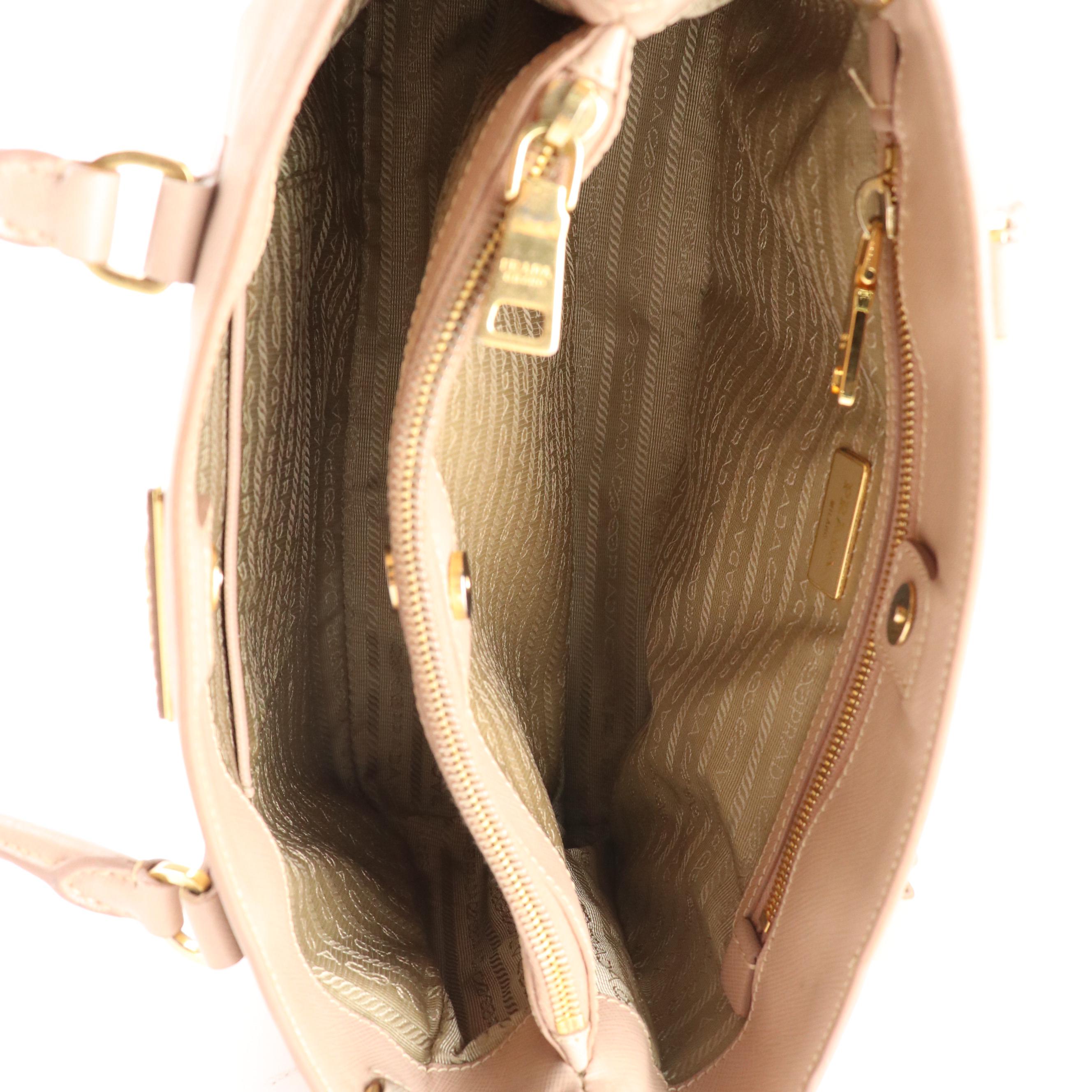 Prada Twin Pocket Tote in Nude Saffiano Leather