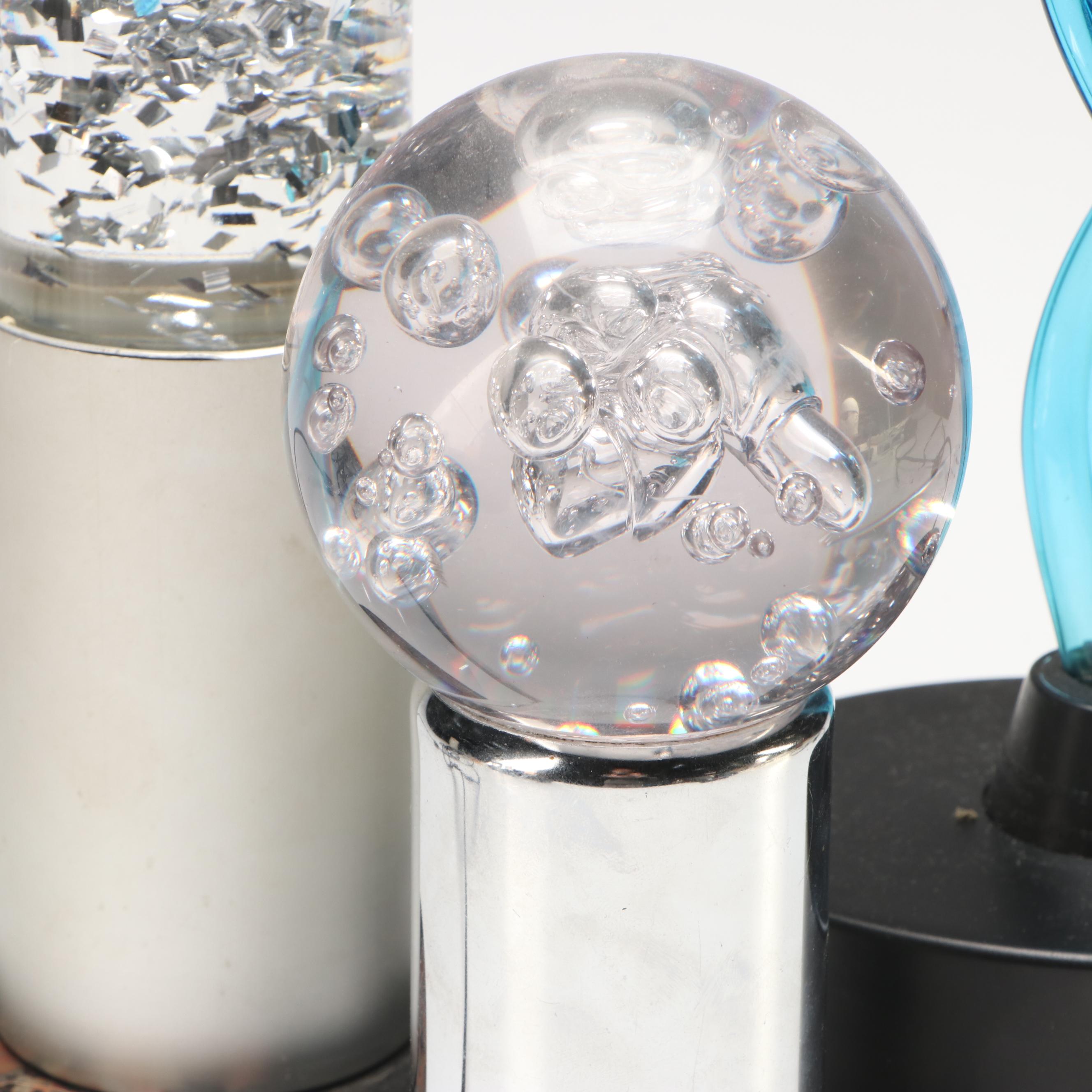 LumiSource Blue Glass Helix with Glitter Motion and Bubble Lamps