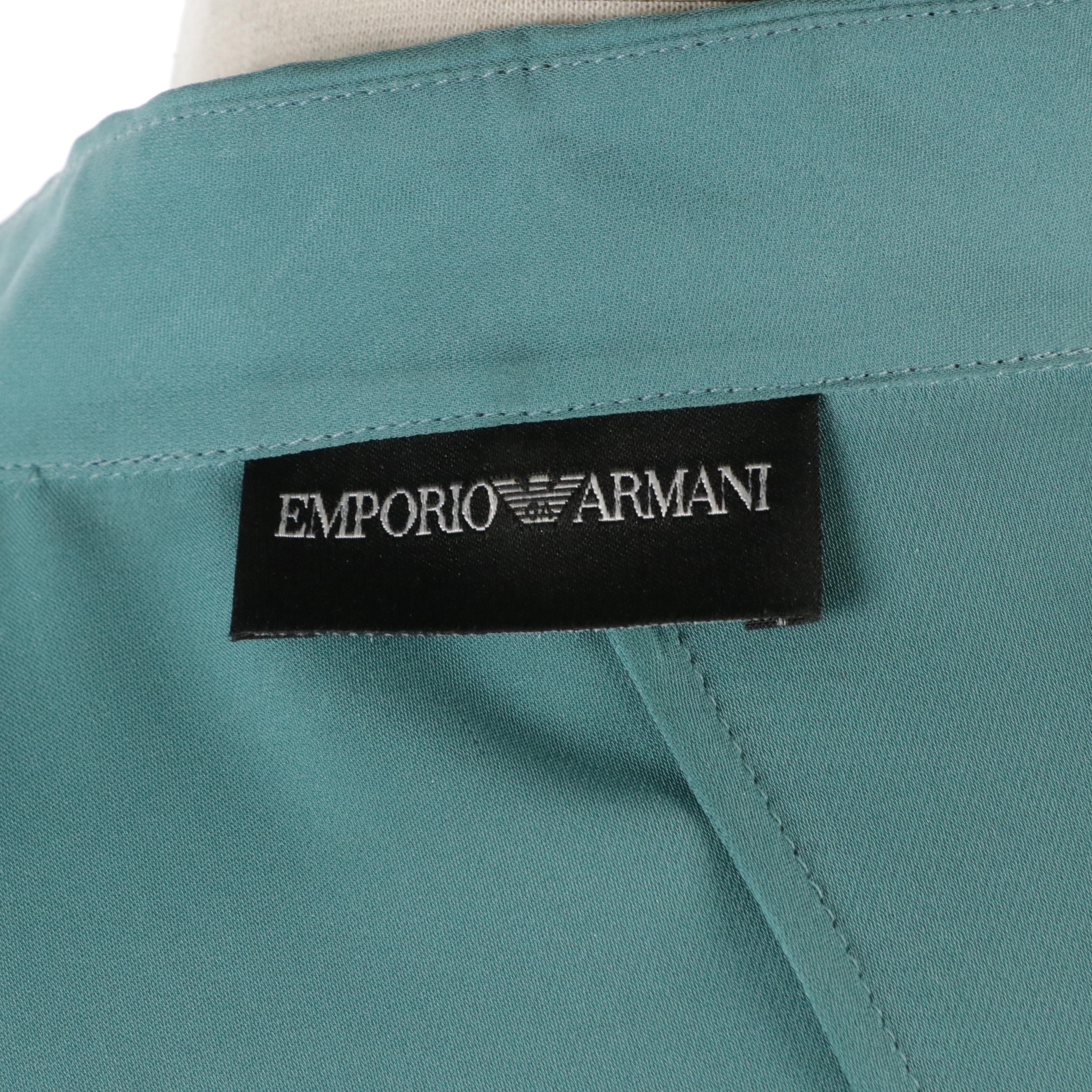 Emporio Armani Teal Blue Silk Long Sleeve Button Down Blouse