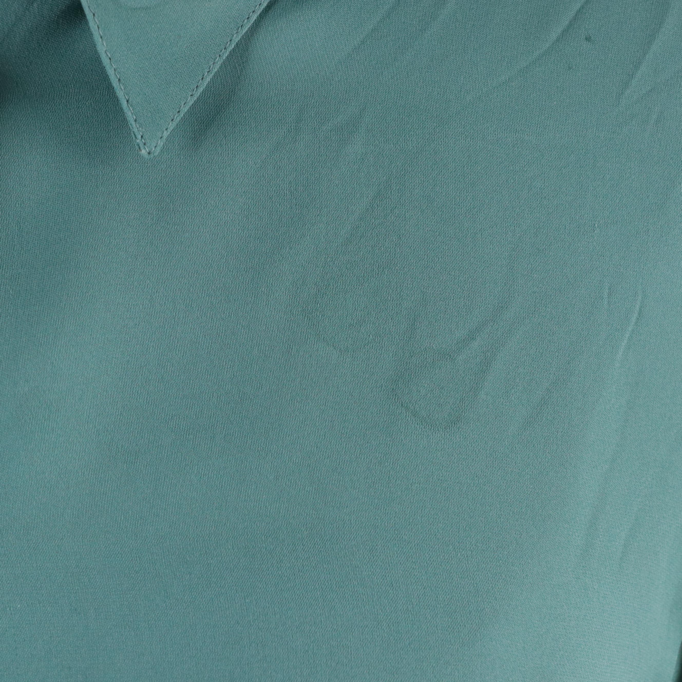 Emporio Armani Teal Blue Silk Long Sleeve Button Down Blouse