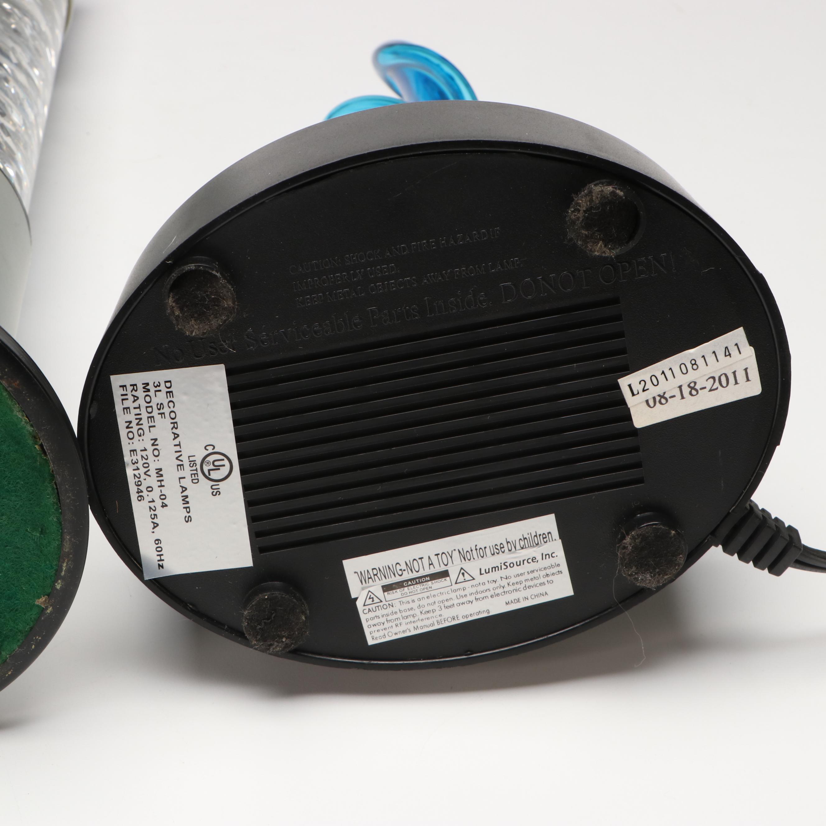 LumiSource Blue Glass Helix with Glitter Motion and Bubble Lamps