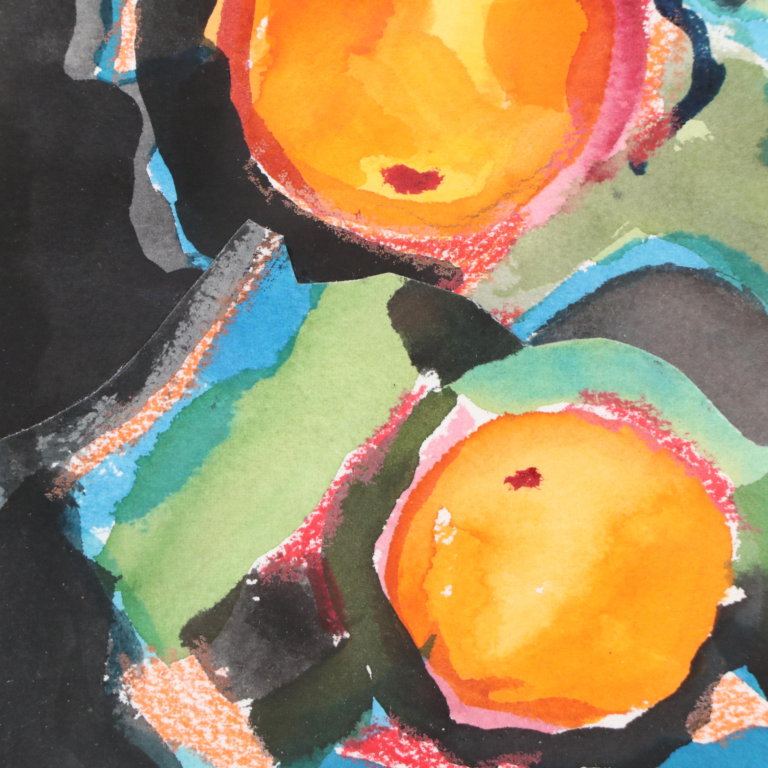 Myrtle Katzen Watercolor Painting "Three Oranges," Mid to Late 20th Century