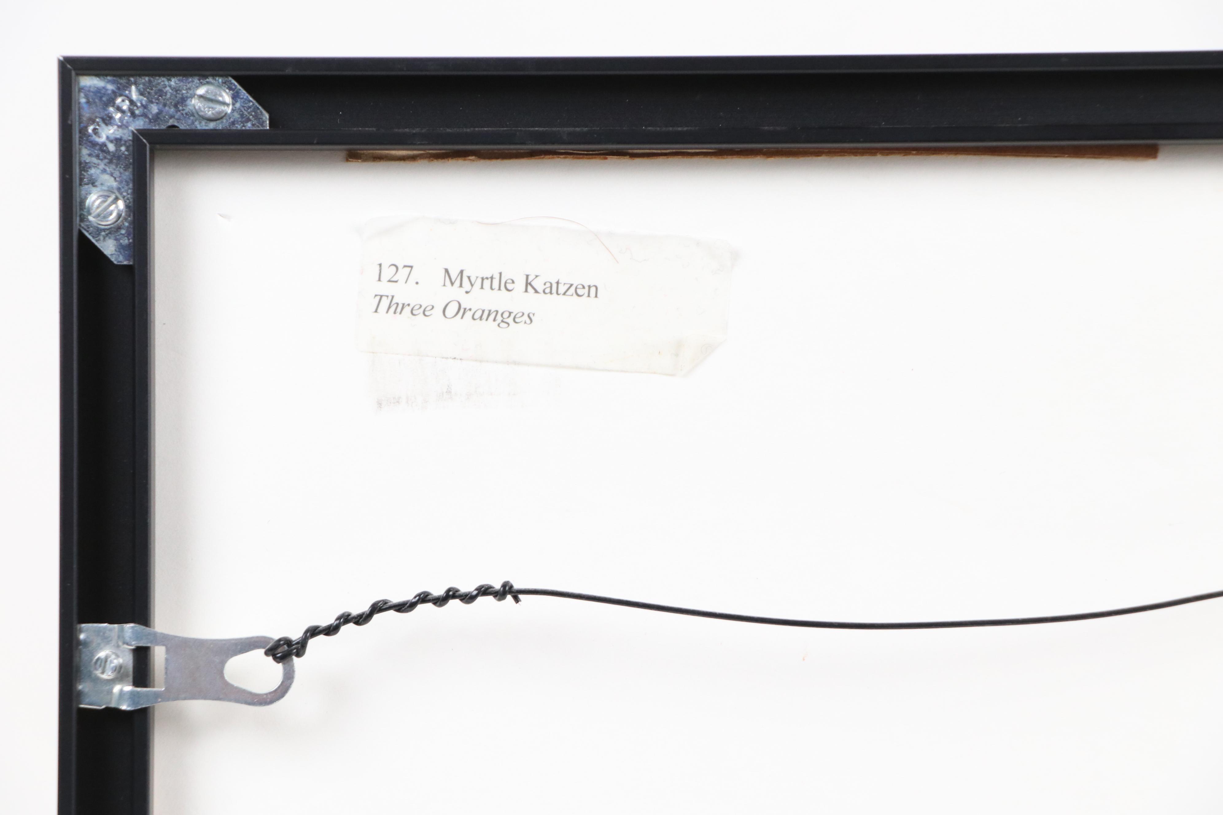 Myrtle Katzen Watercolor Painting "Three Oranges," Mid to Late 20th Century