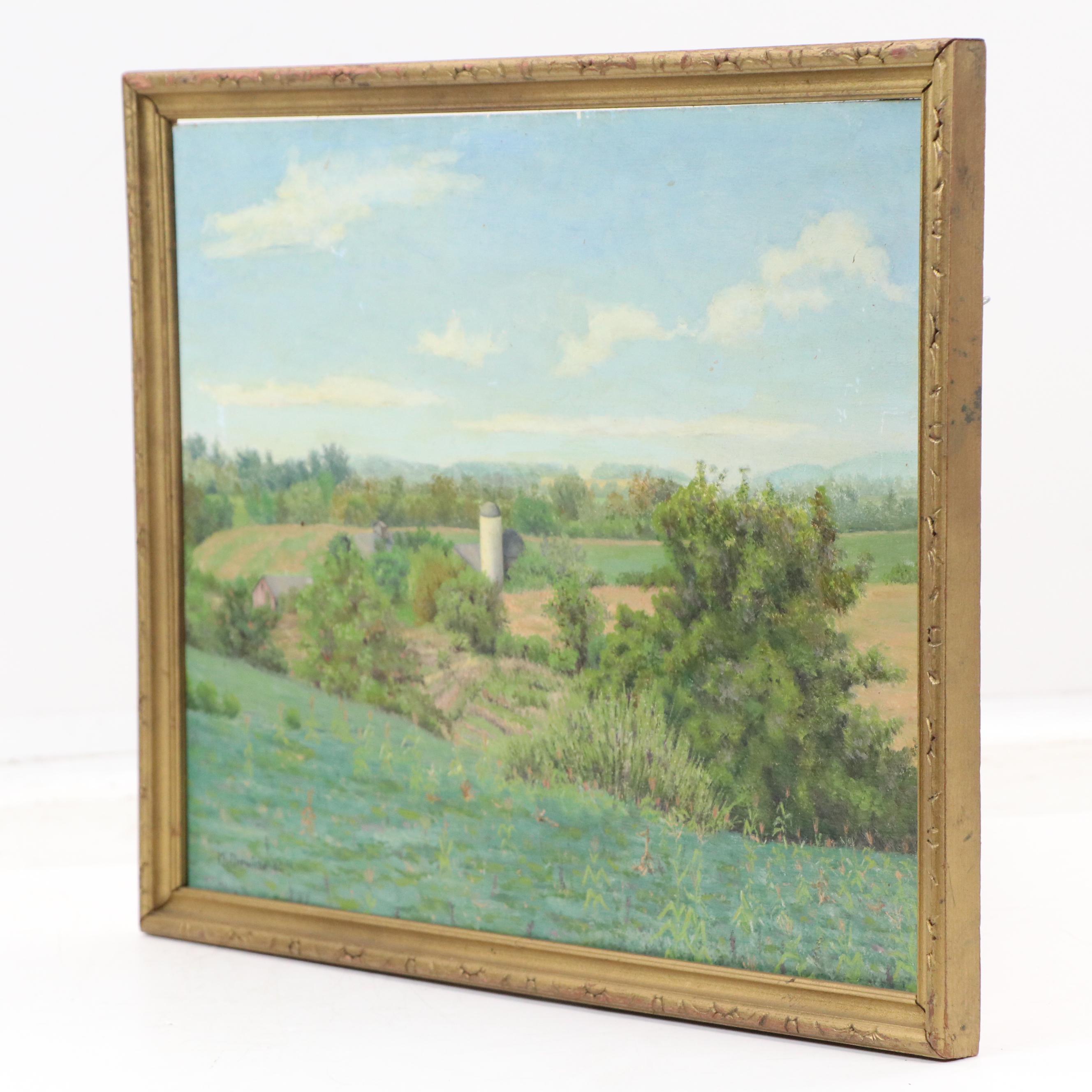 Monika Drewicke Oil Painting of Provincial Landscape, 1982