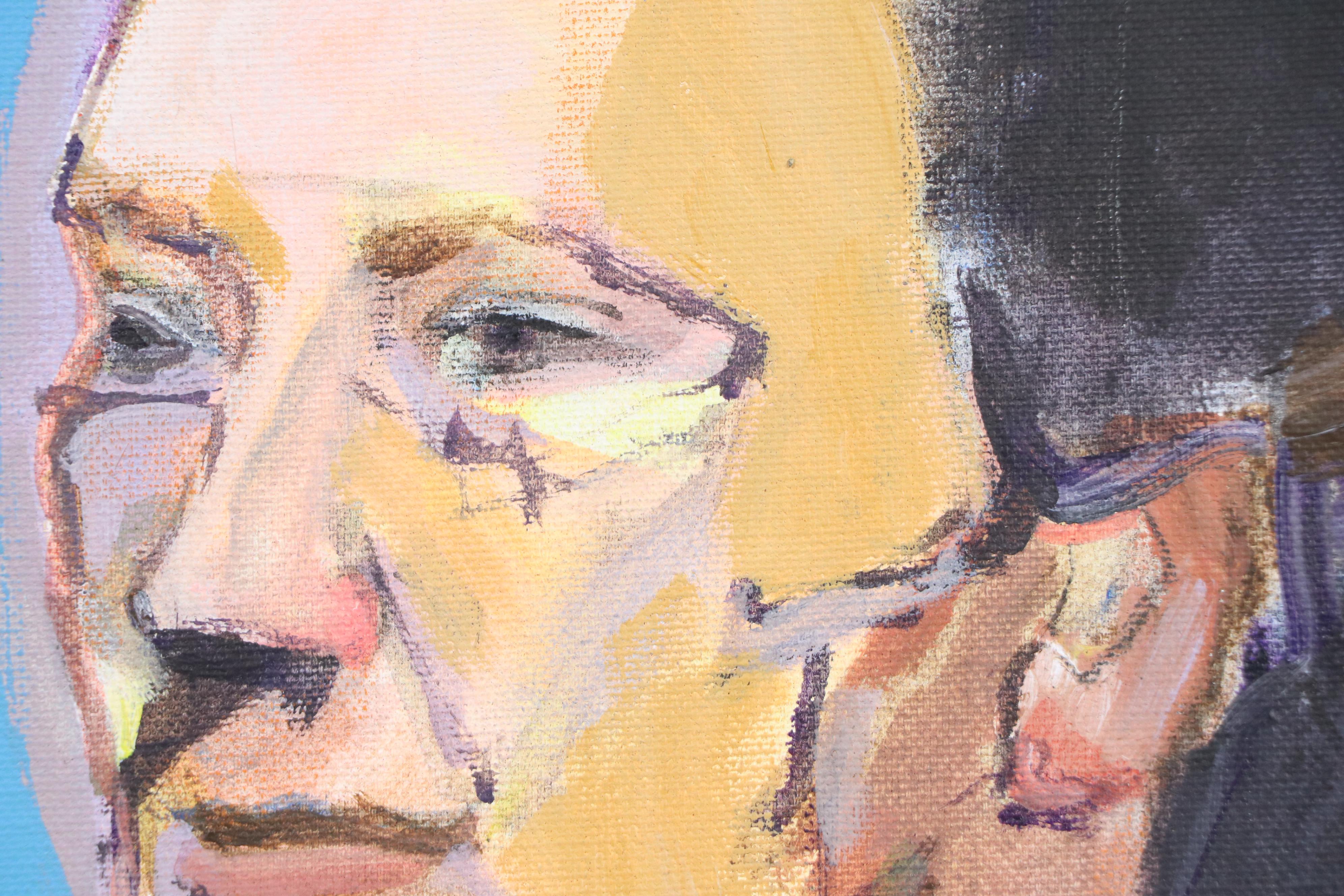 Modern Oil Portrait of Woman in Red Shirt, 1989