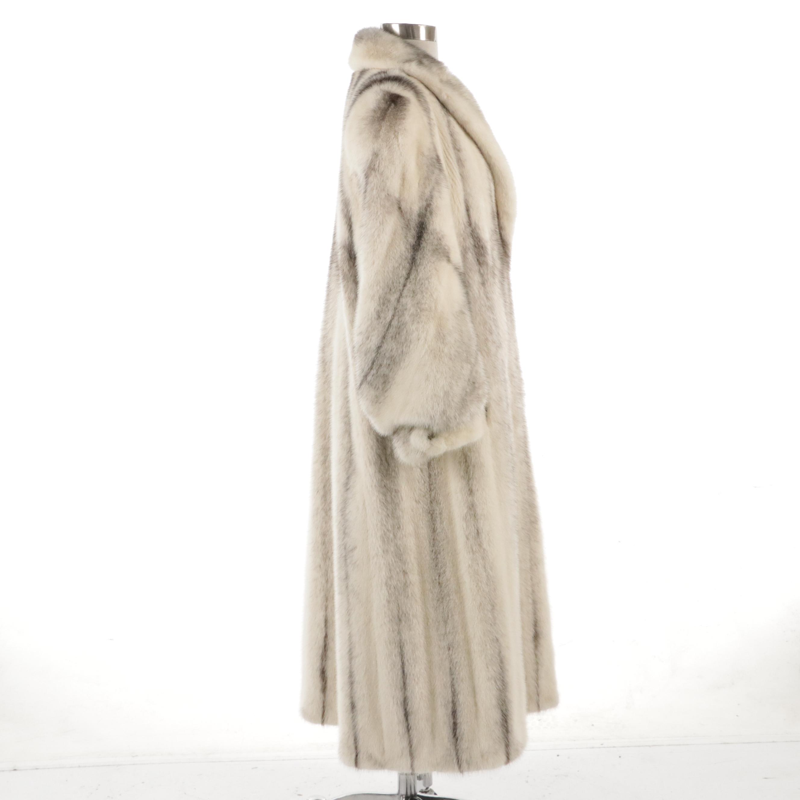 Valentino Boutique by Kotsovos Silver Cross Mink Fur Long Coat