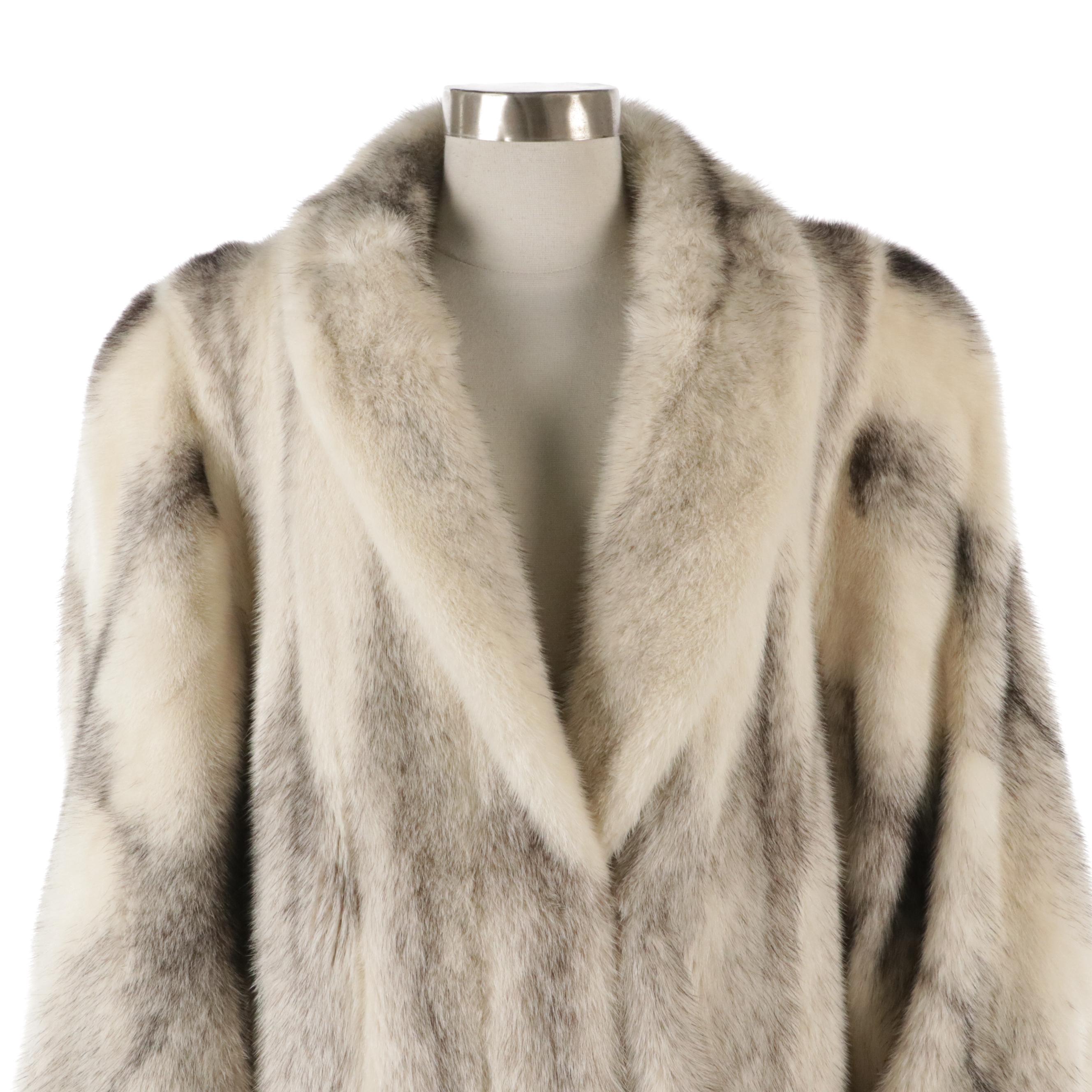 Valentino Boutique by Kotsovos Silver Cross Mink Fur Long Coat