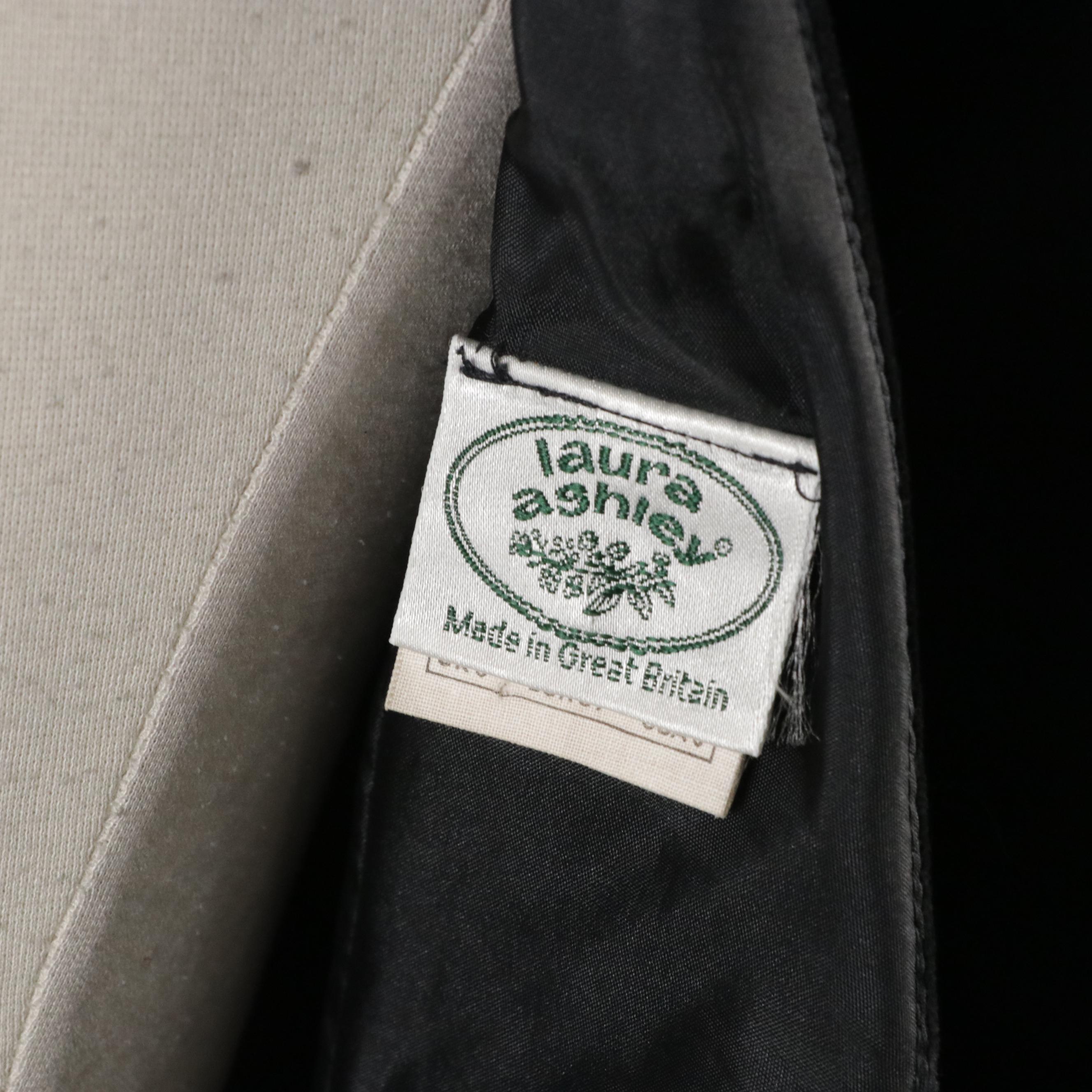 Laura Ashley Vintage Drop-Waist Holiday Party Dress in Velvet and Blue Taffeta