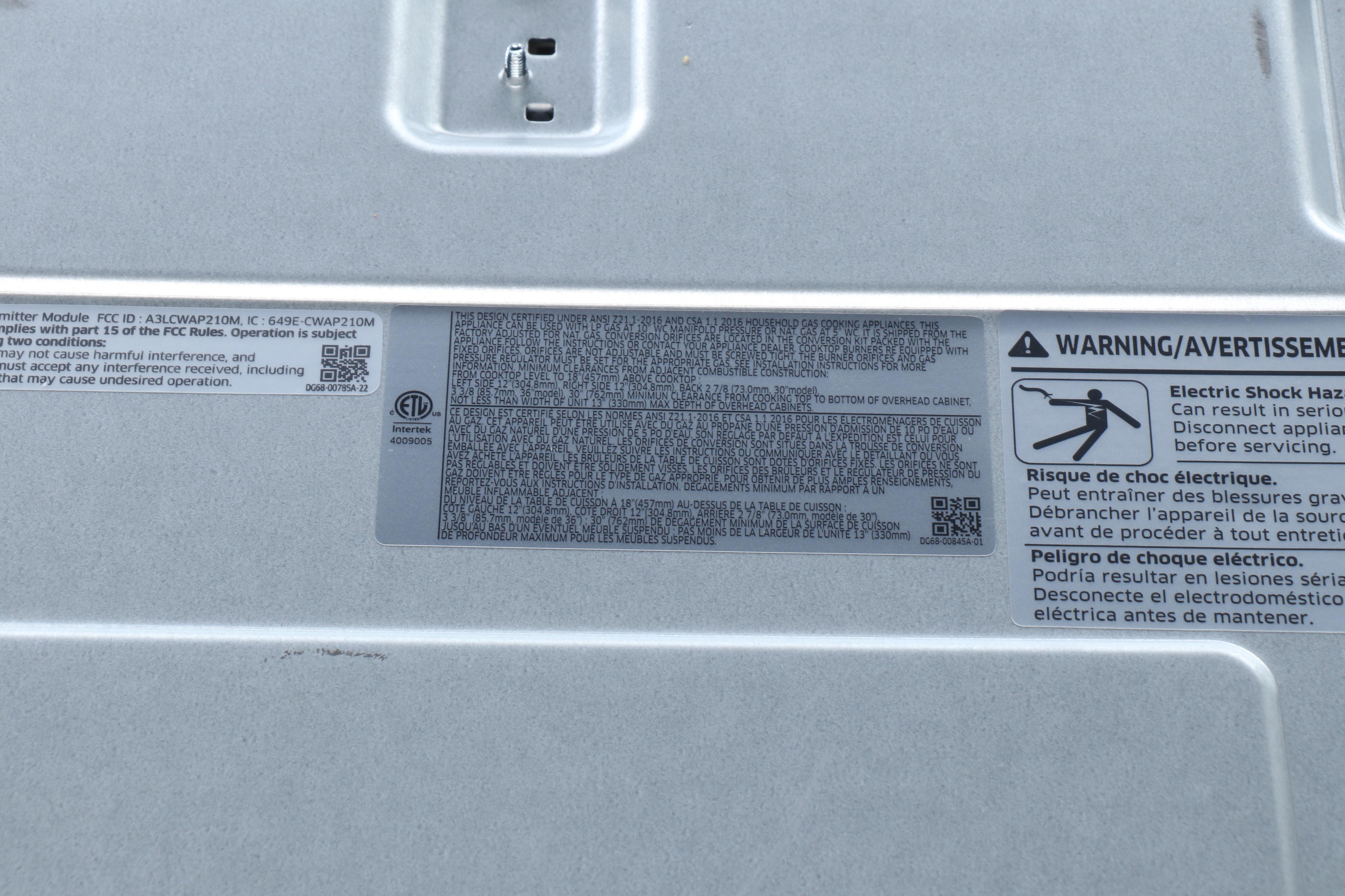 Samsung Satin Stainless Five Burner Gas Cooktop, 2021