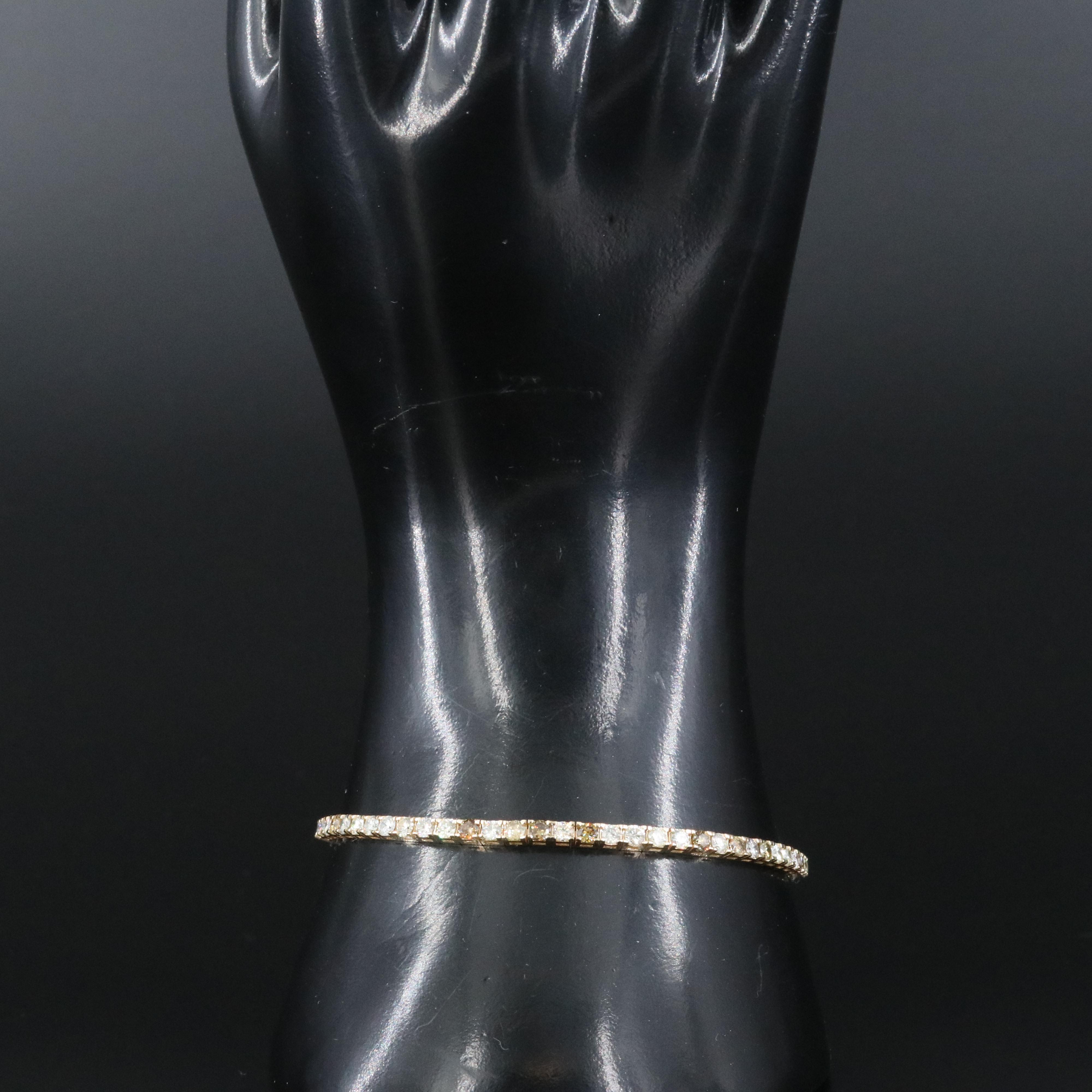 14K 4.04 CTW Fancy Diamond Line Bracelet with IGI Jewelry Report