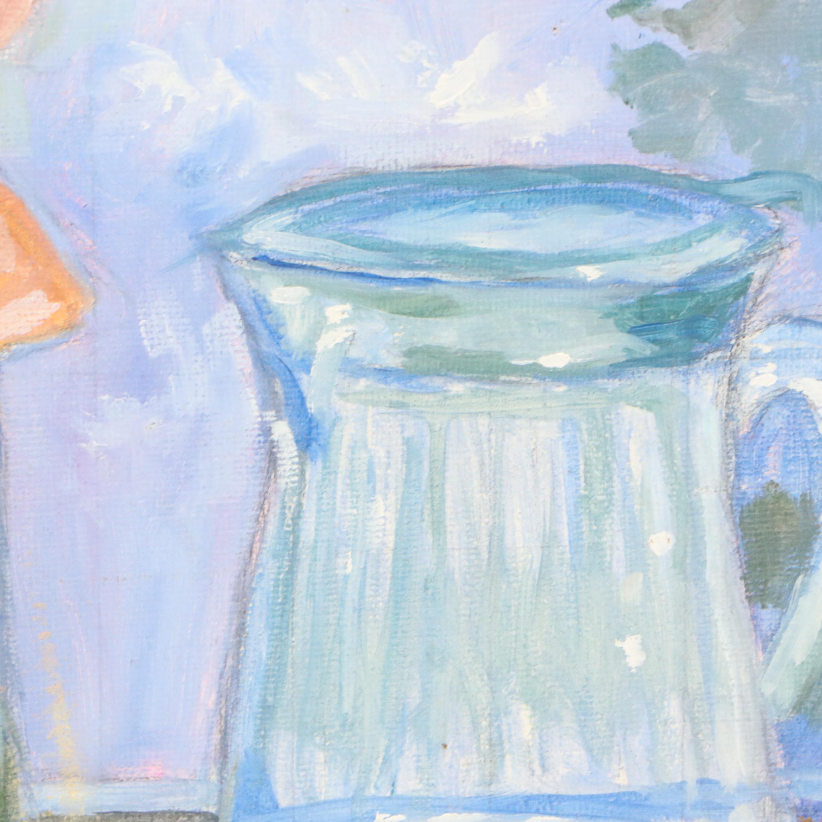 Oil Painting of Mason Jar Bouquets, 21st Century