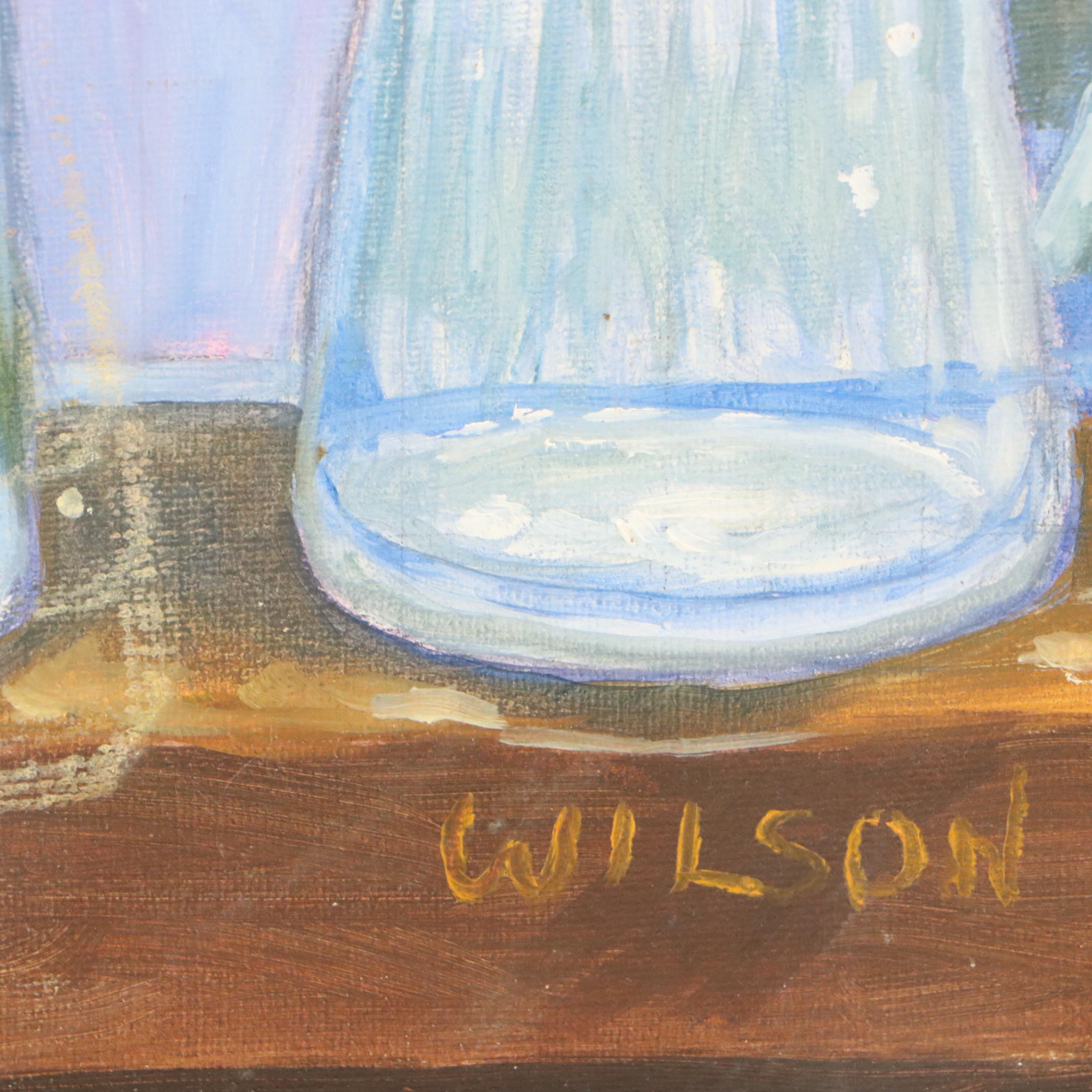 Oil Painting of Mason Jar Bouquets, 21st Century