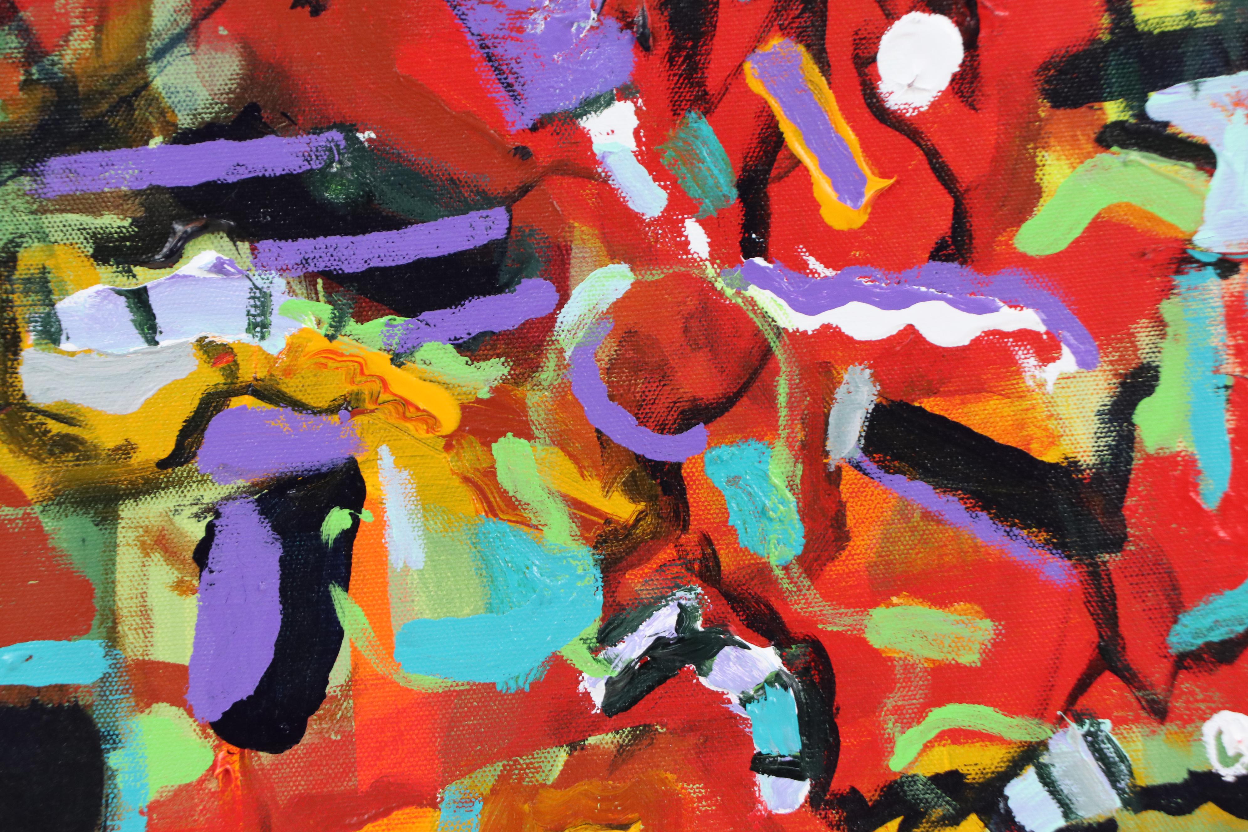 Vibrant Abstract Acrylic Painting, 21st Century