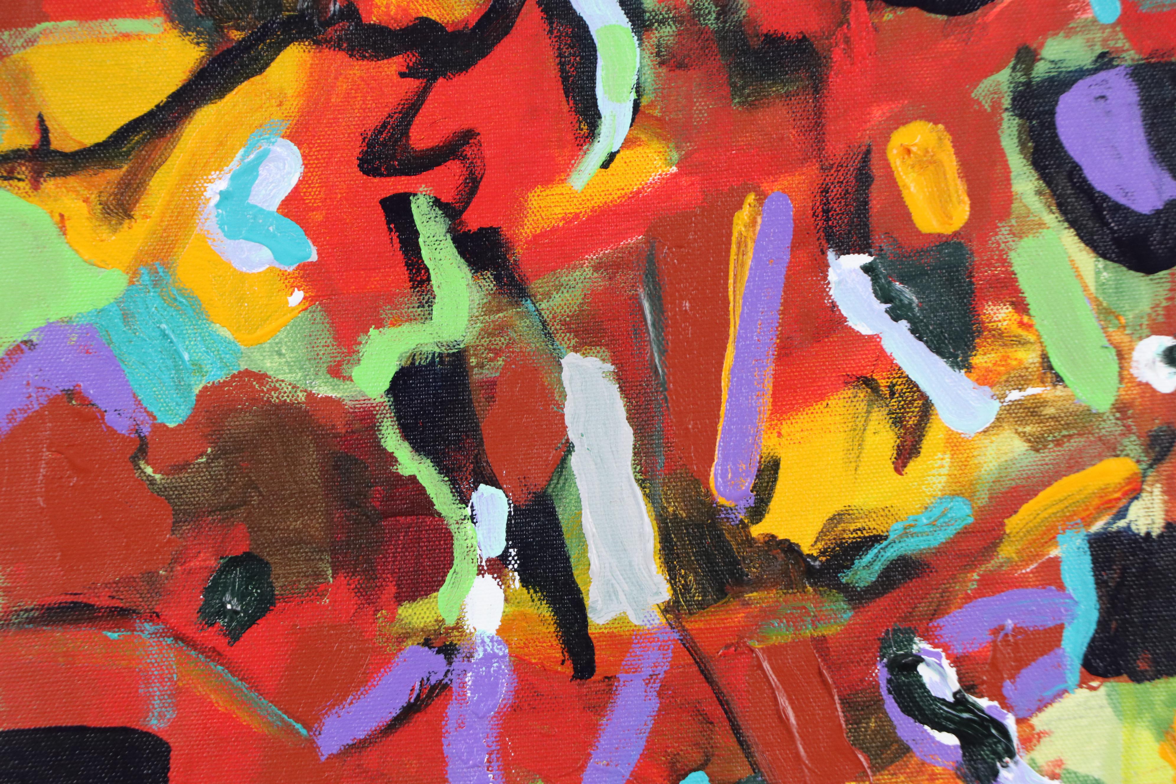 Vibrant Abstract Acrylic Painting, 21st Century