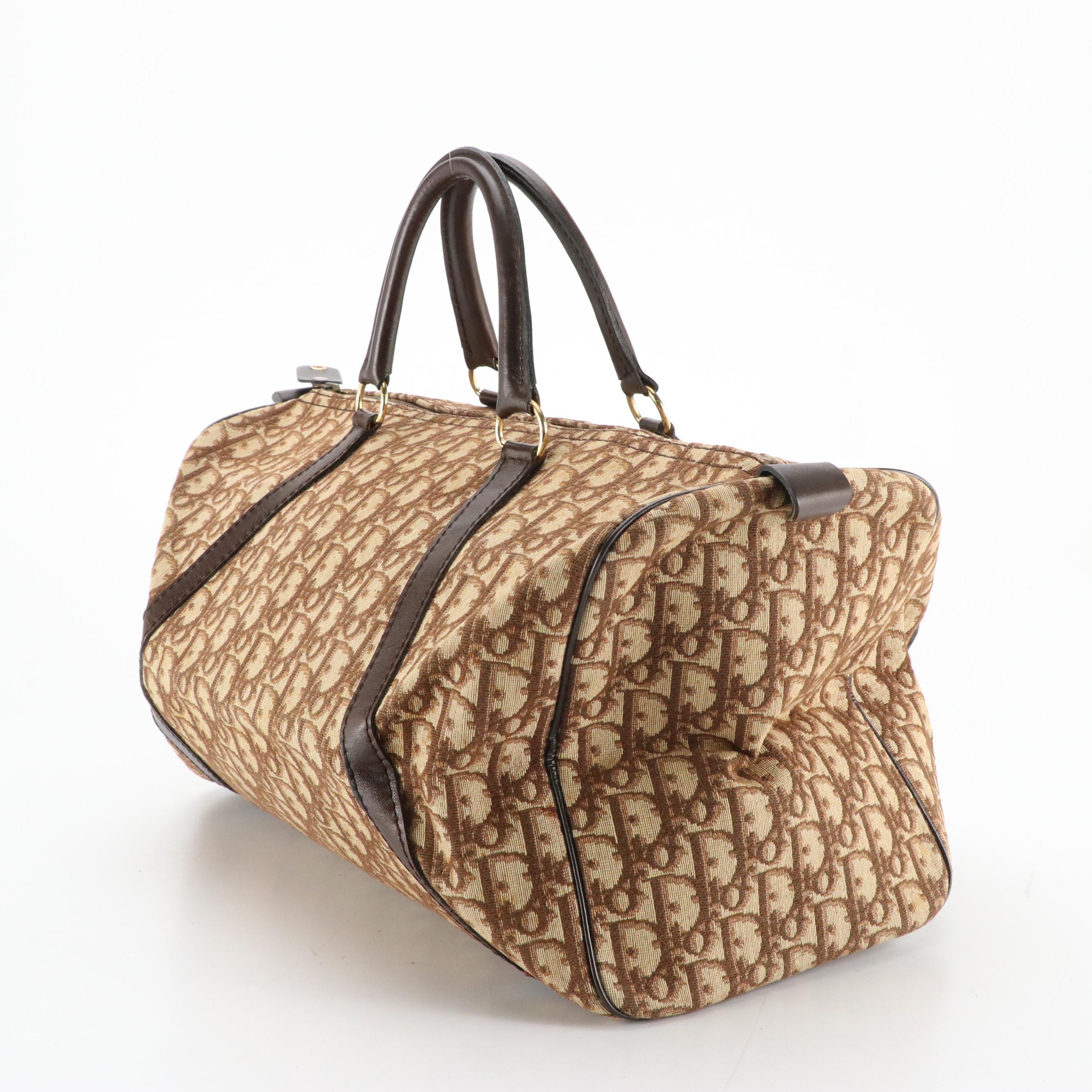 Christian Dior Small Duffle Bag in Dior Oblique Canvas with Leather Trim, 1970s