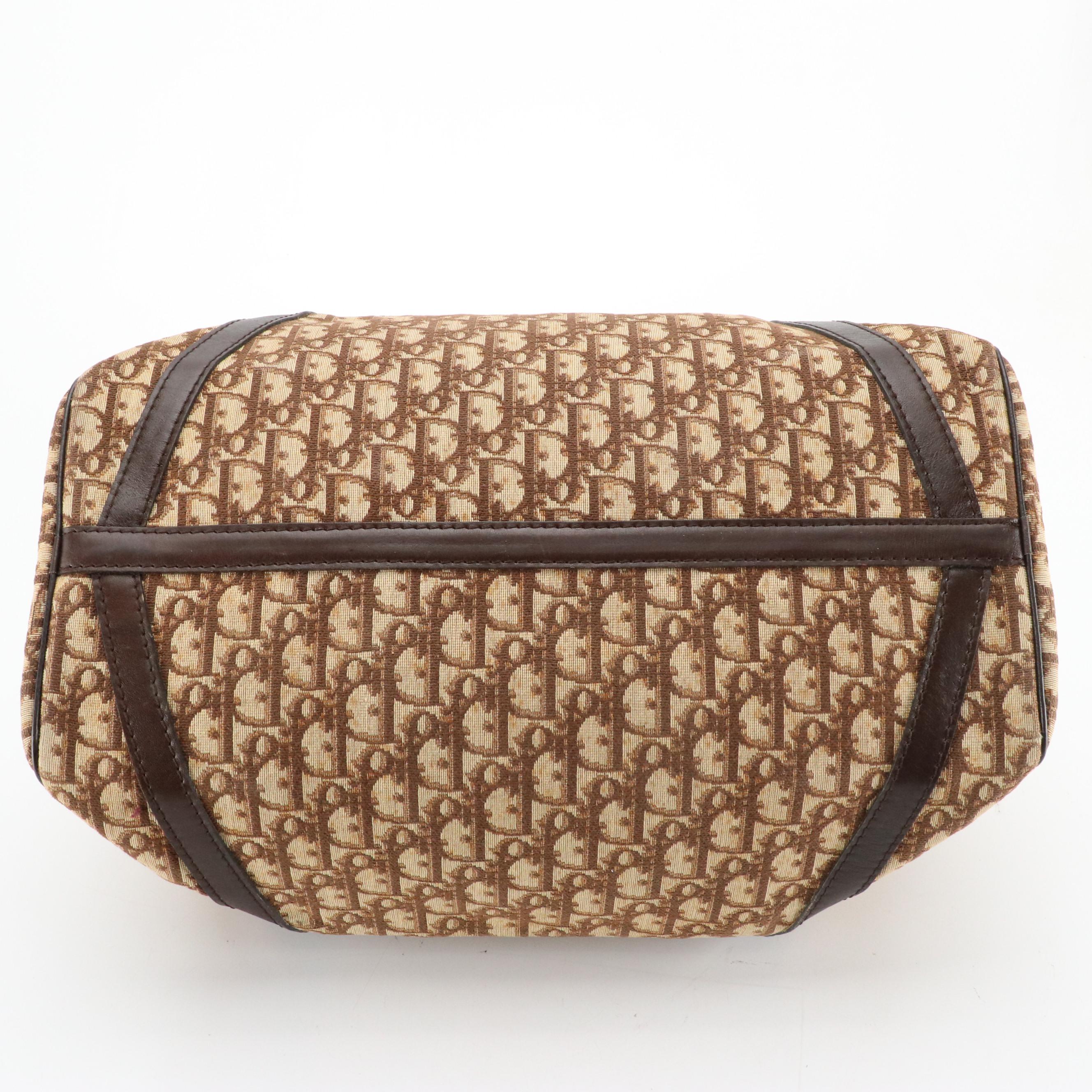 Christian Dior Small Duffle Bag in Dior Oblique Canvas with Leather Trim, 1970s