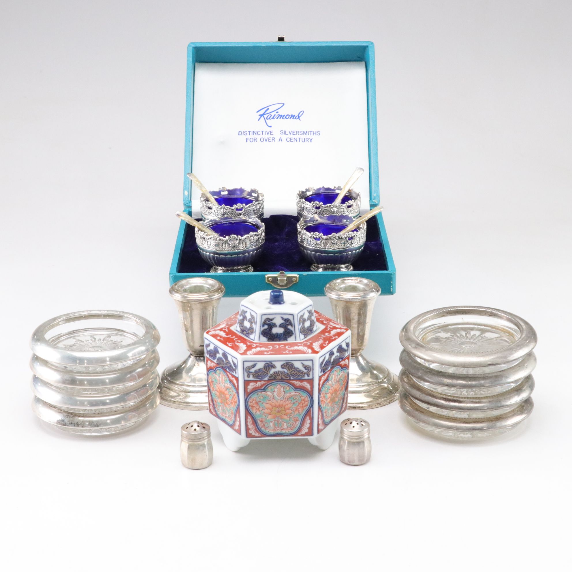 Sterling Candle Holders, Wine Coasters & Other Tableware