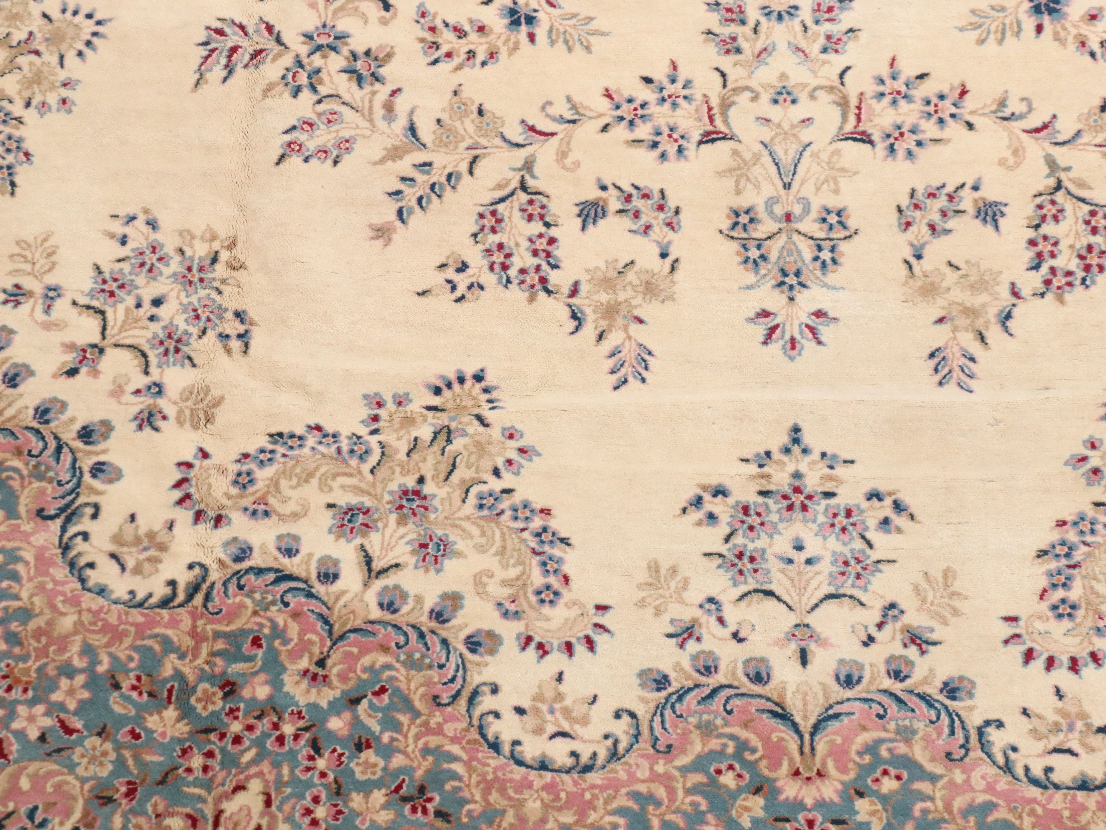 10'6 x 17'2 Hand-Knotted Persian Kirman Room-Sized Rug