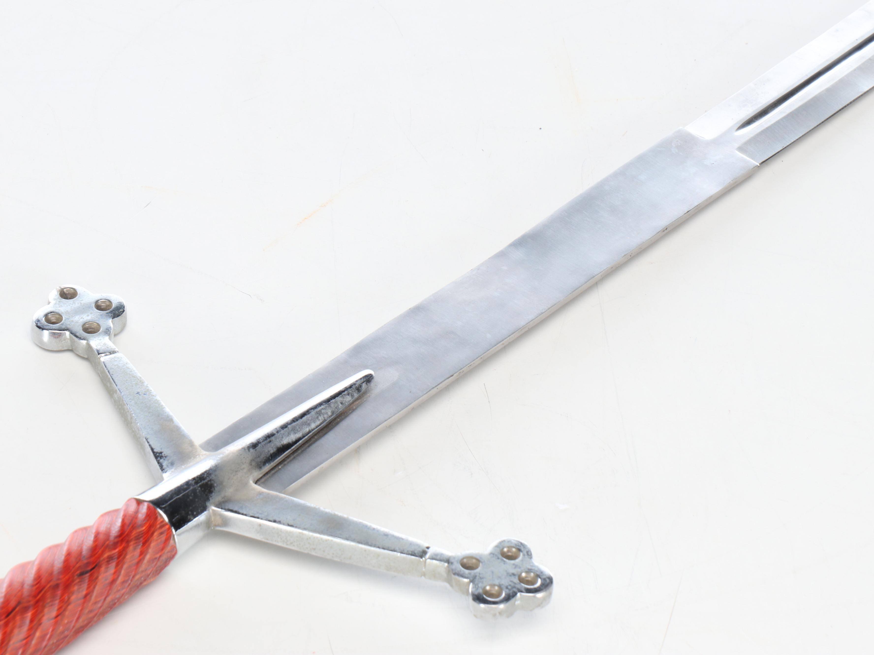 Scottish Claymore Style Sword in Leather Scabbard