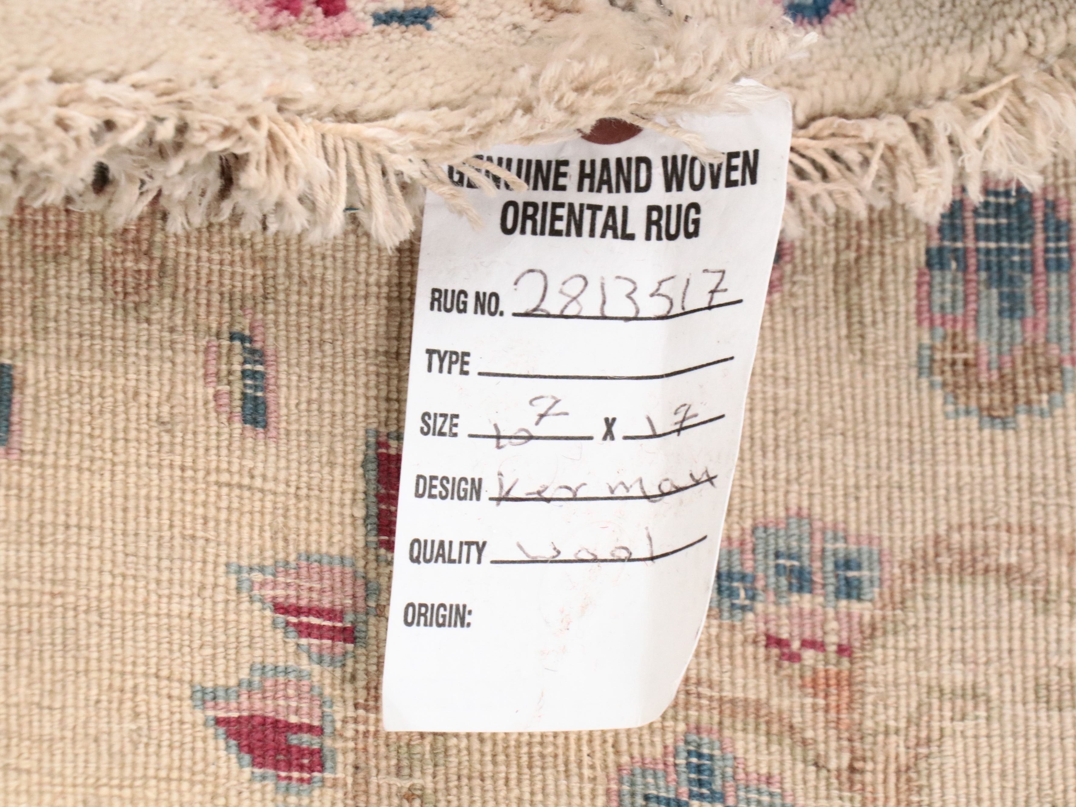 10'6 x 17'2 Hand-Knotted Persian Kirman Room-Sized Rug