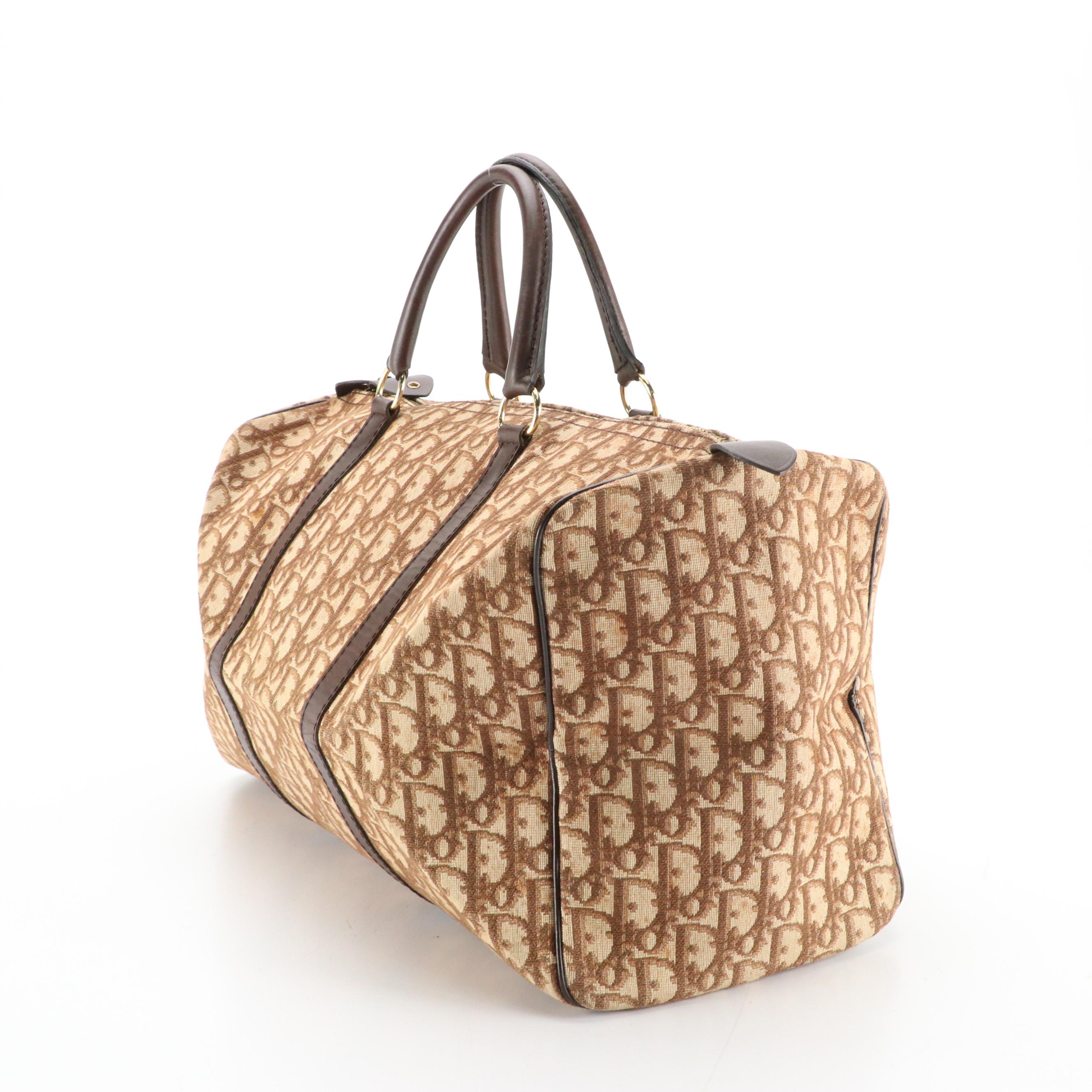 Christian Dior Small Duffle Bag in Dior Oblique Canvas with Leather Trim, 1970s