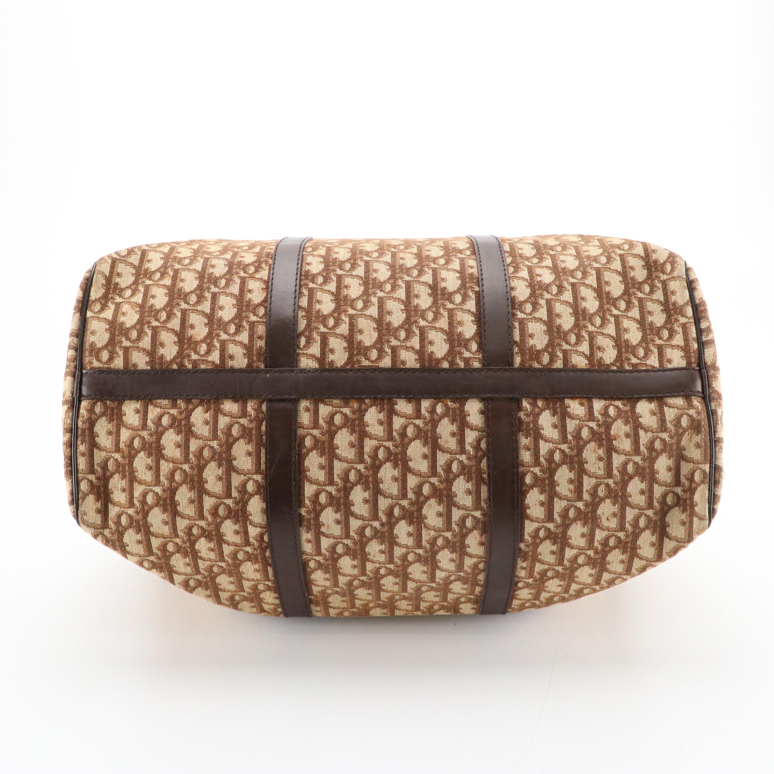 Christian Dior Small Duffle Bag in Dior Oblique Canvas with Leather Trim, 1970s
