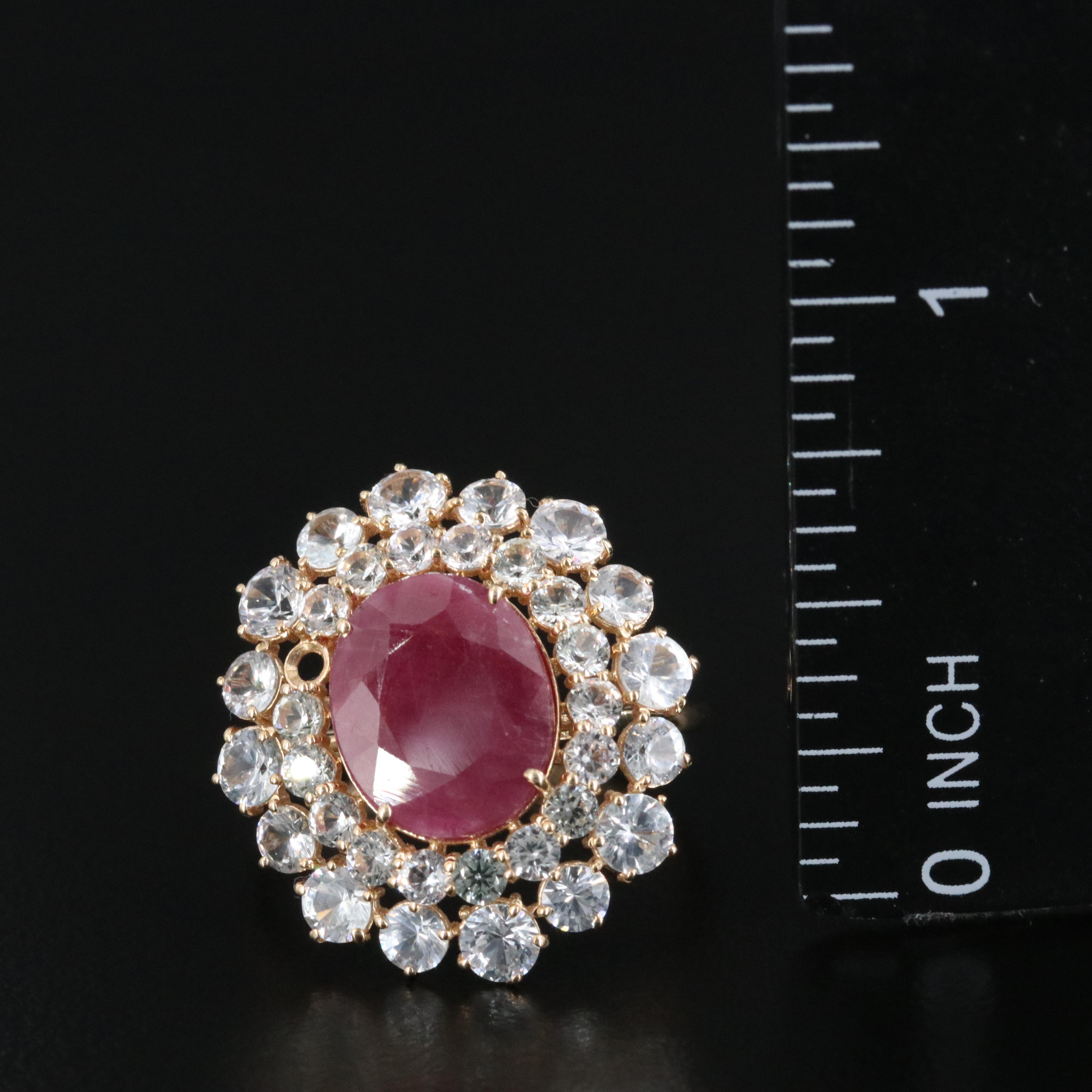 14K 3.73 CT Ruby and White Sapphire Ring with IGI Report