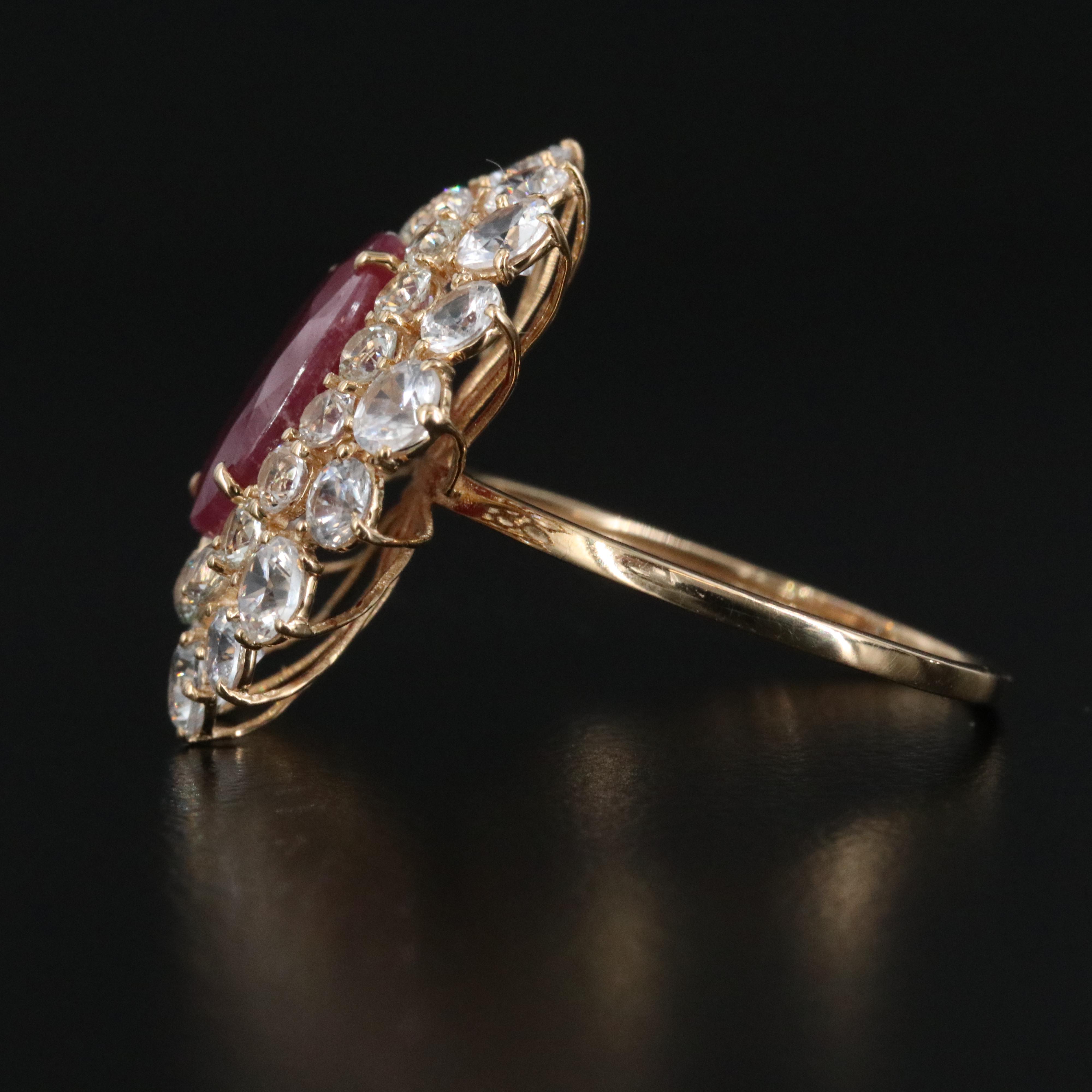 14K 3.73 CT Ruby and White Sapphire Ring with IGI Report