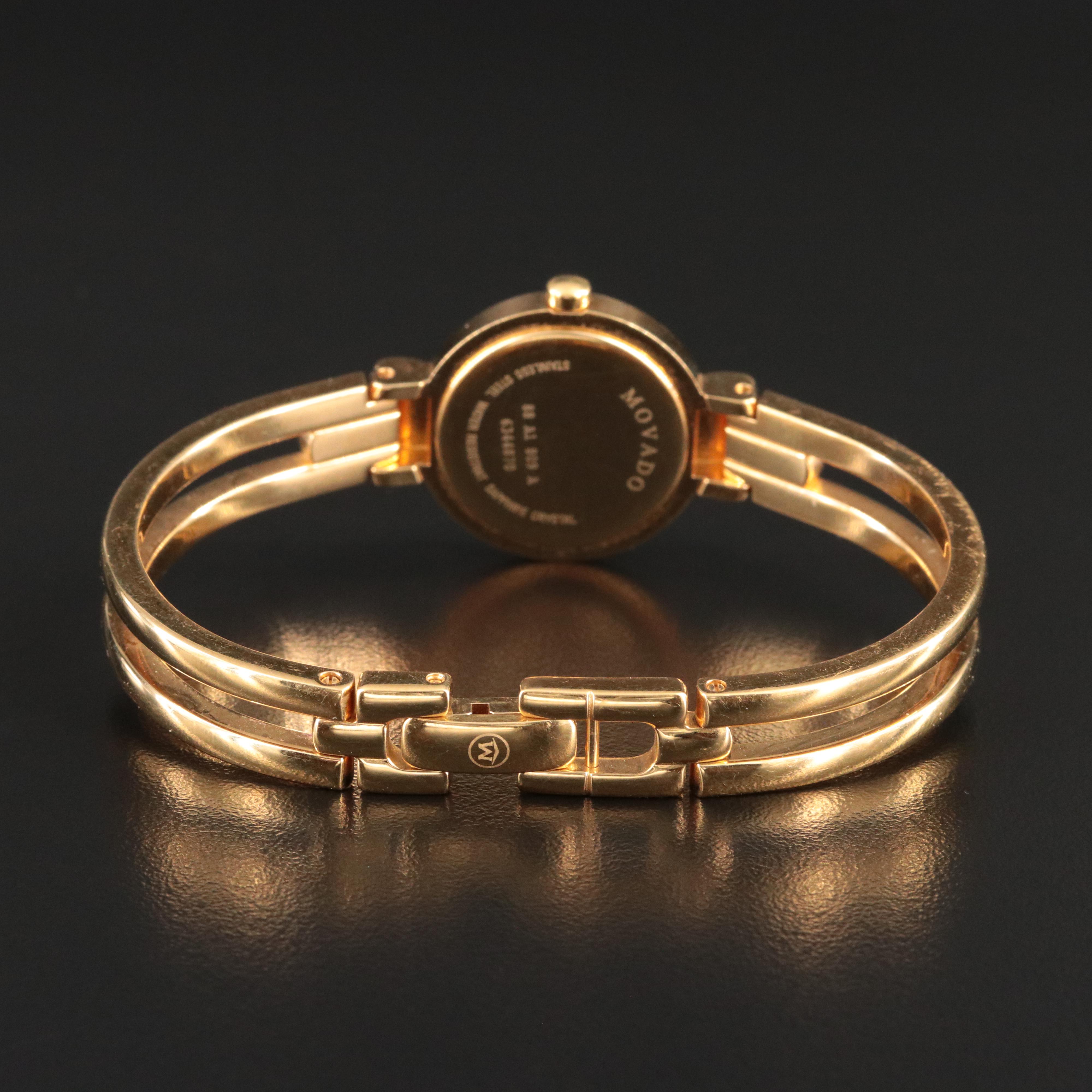 Gold Tone Black Dial Movado Watch