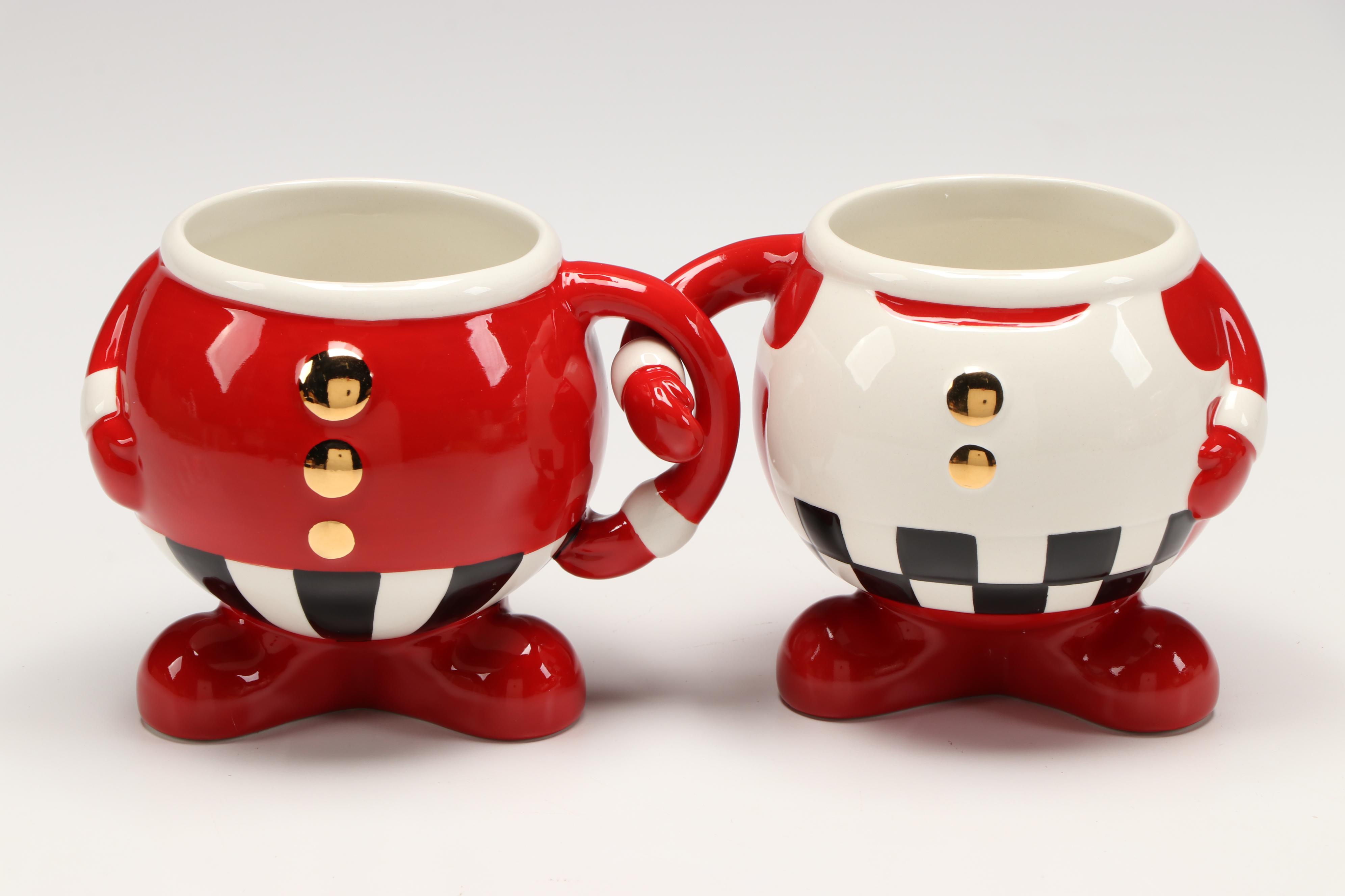 MacKenzie-Childs Ceramic Peppermint Christmas Mugs
