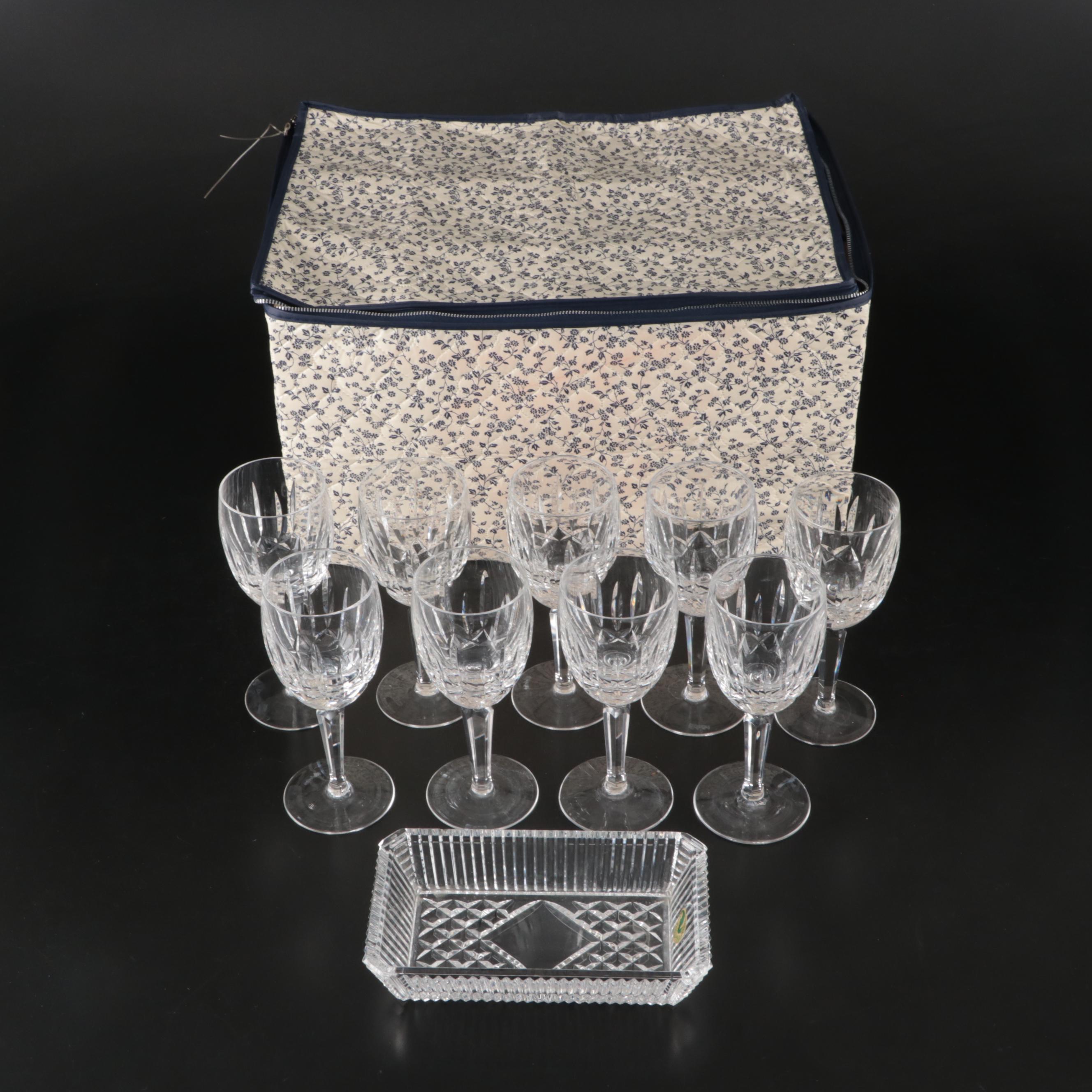 Waterford Crystal "Kildare" Wine Glasses with Other Vanity Tray