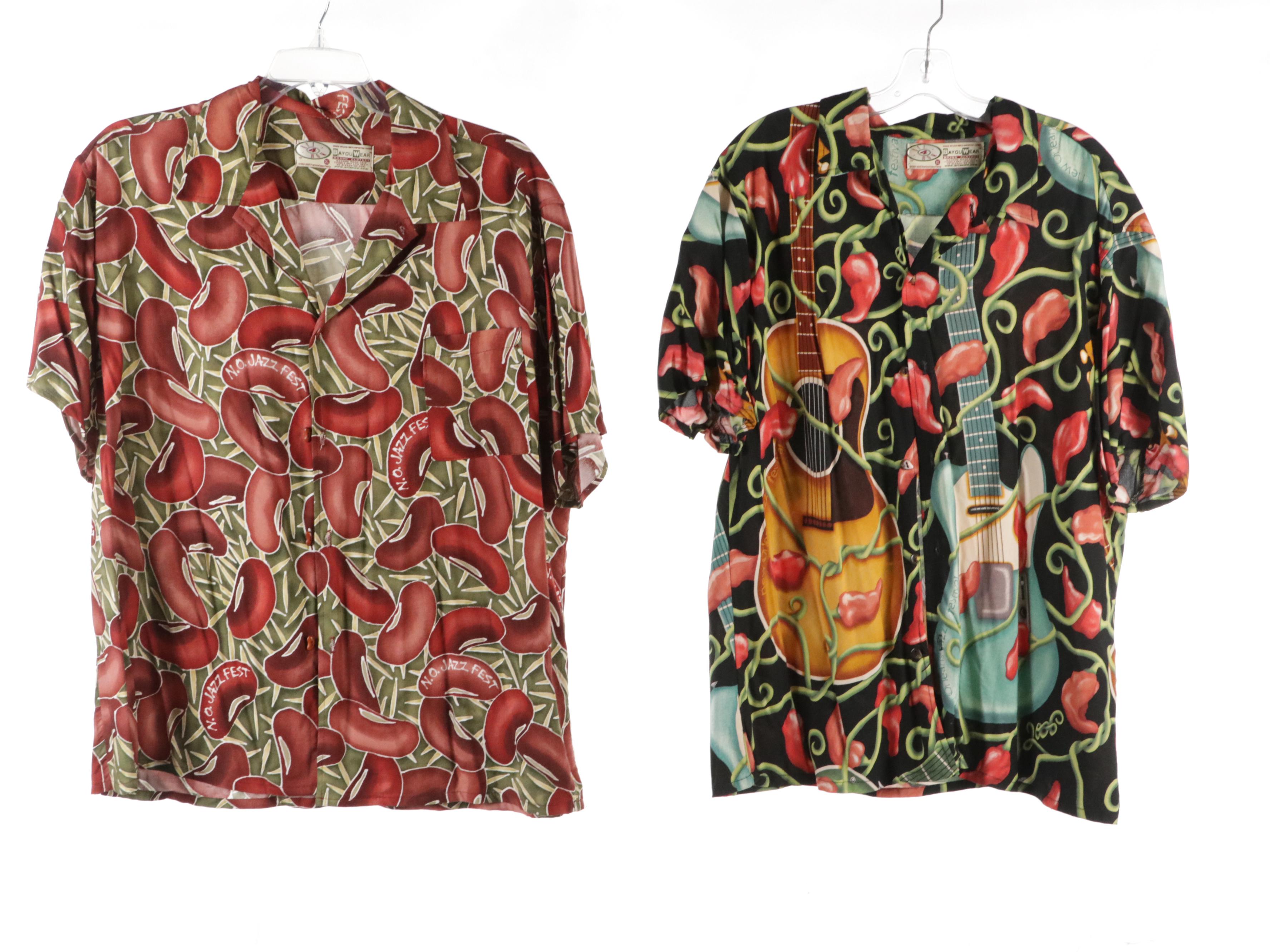 Men's Vintage Bayou Wear New Orleans Jazz Fest Printed Button-Up Shirts