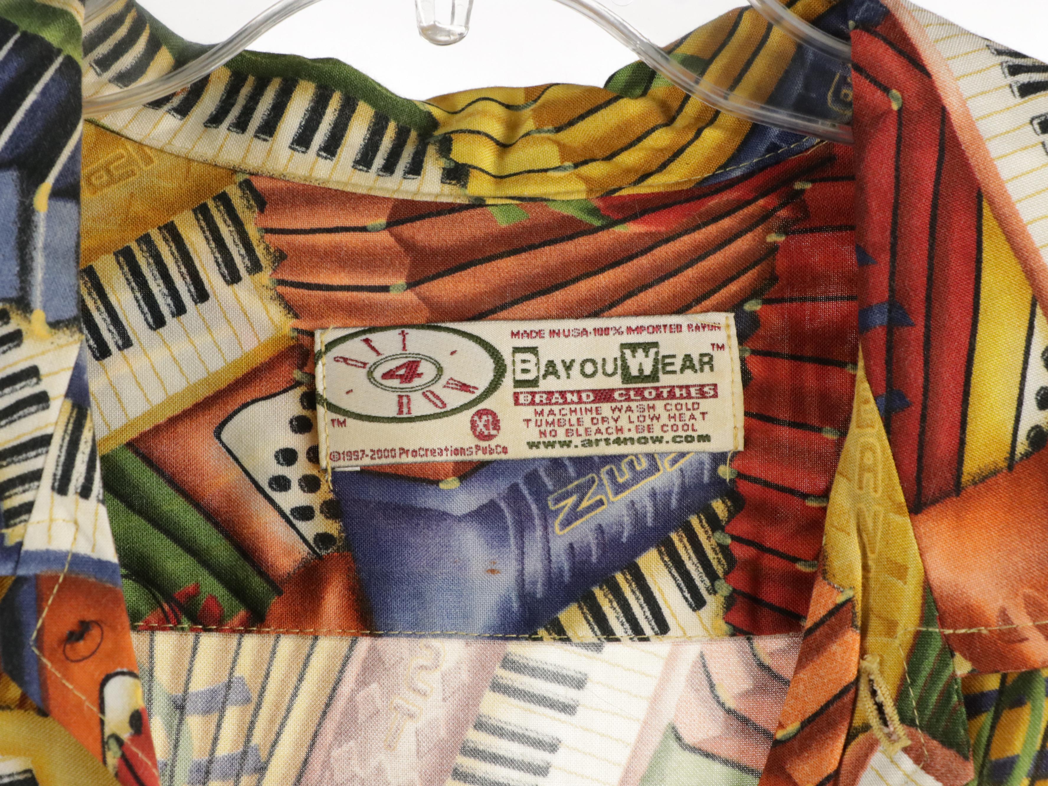 Men's Vintage Bayou Wear New Orleans Jazz Fest Printed Button-Up Shirts