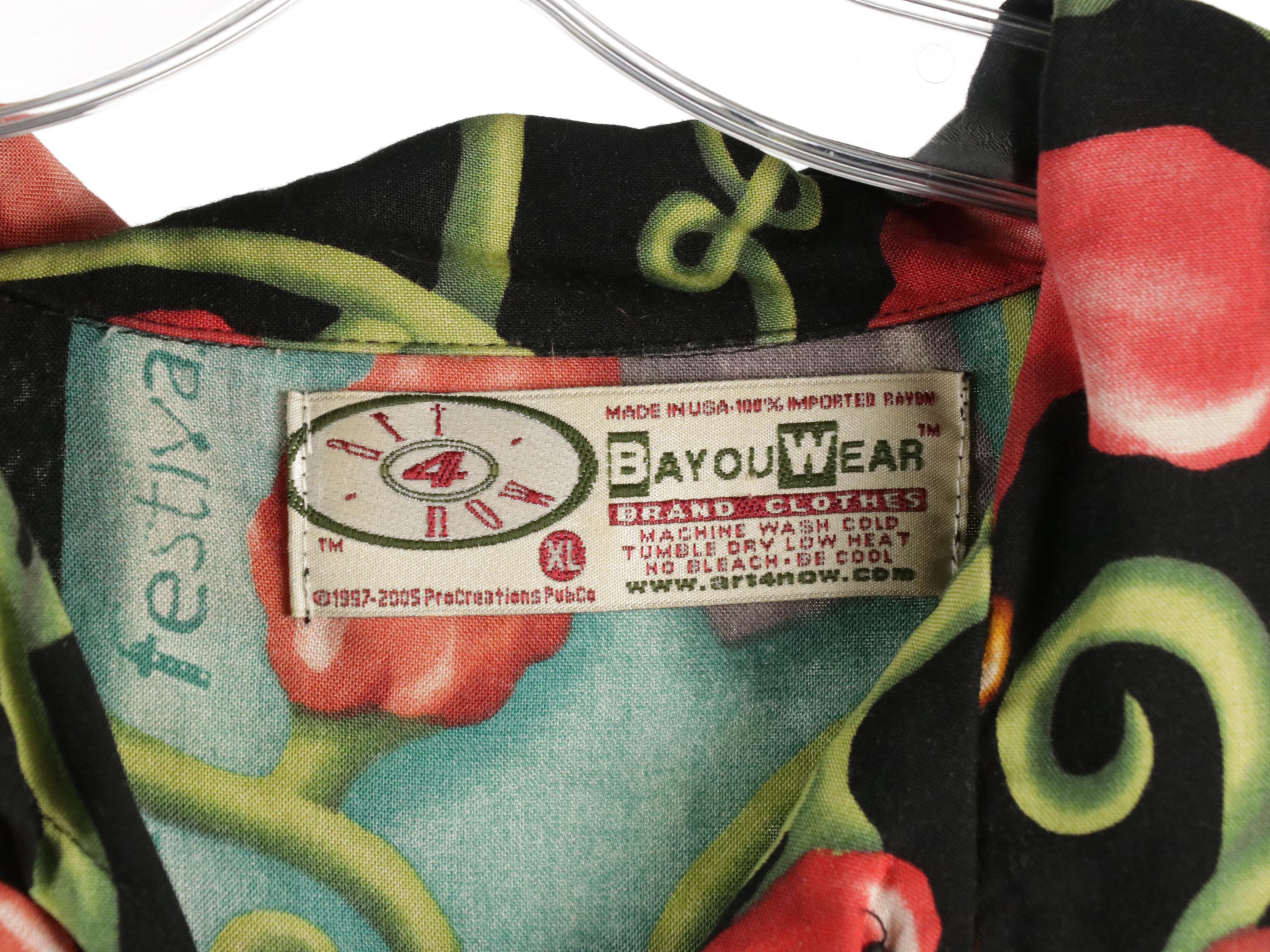 Men's Vintage Bayou Wear New Orleans Jazz Fest Printed Button-Up Shirts