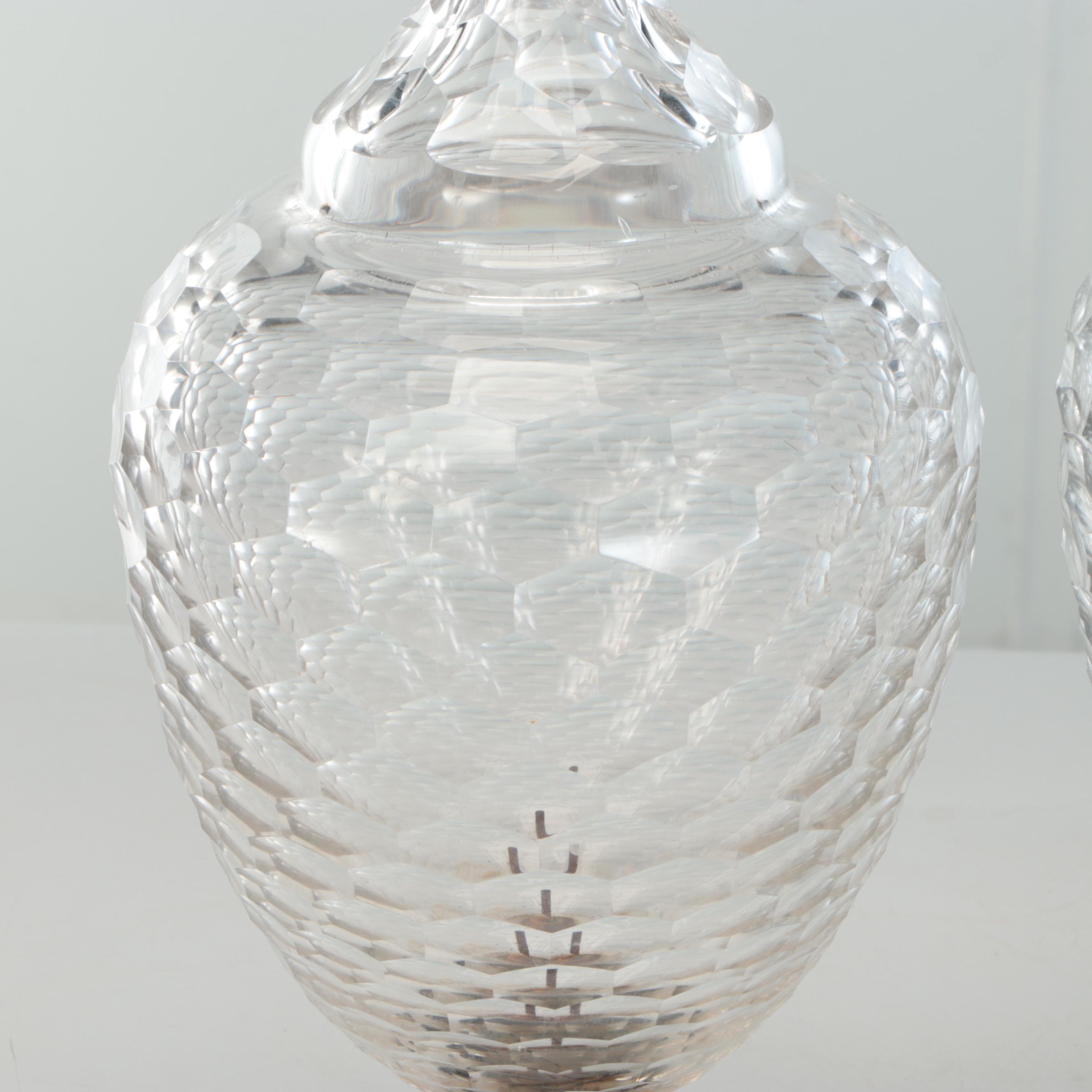 Large Crystal Footed Vase Pair