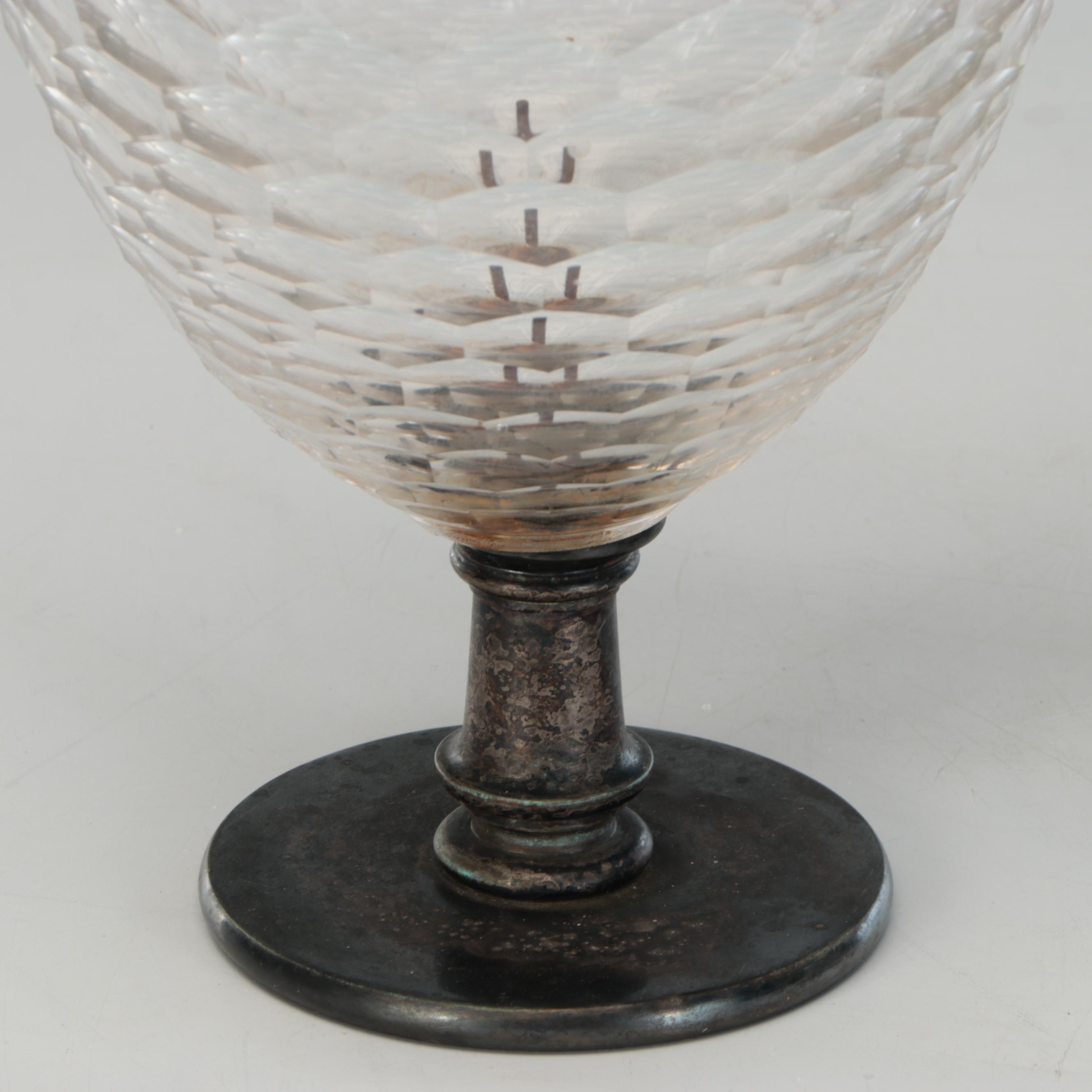 Large Crystal Footed Vase Pair