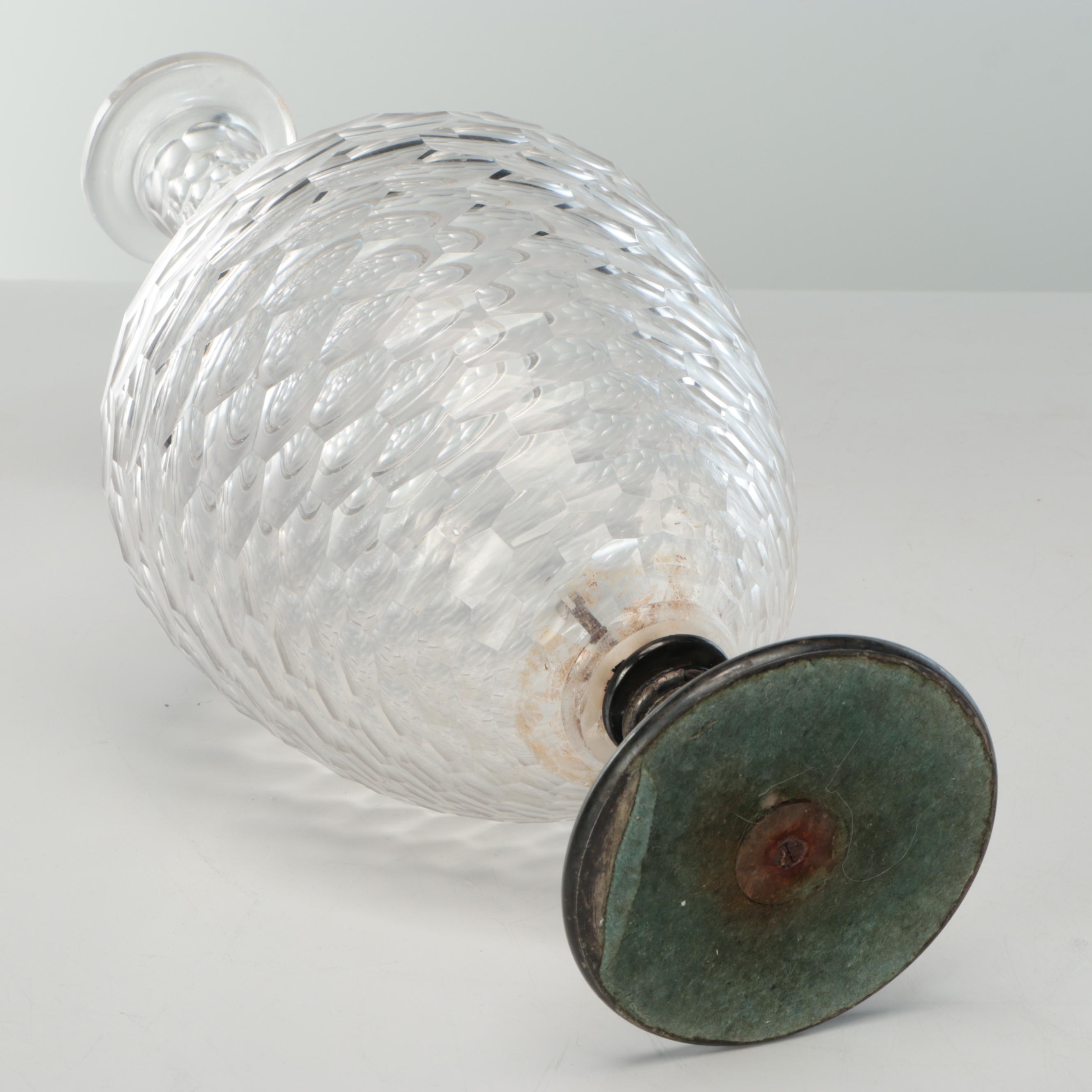 Large Crystal Footed Vase Pair