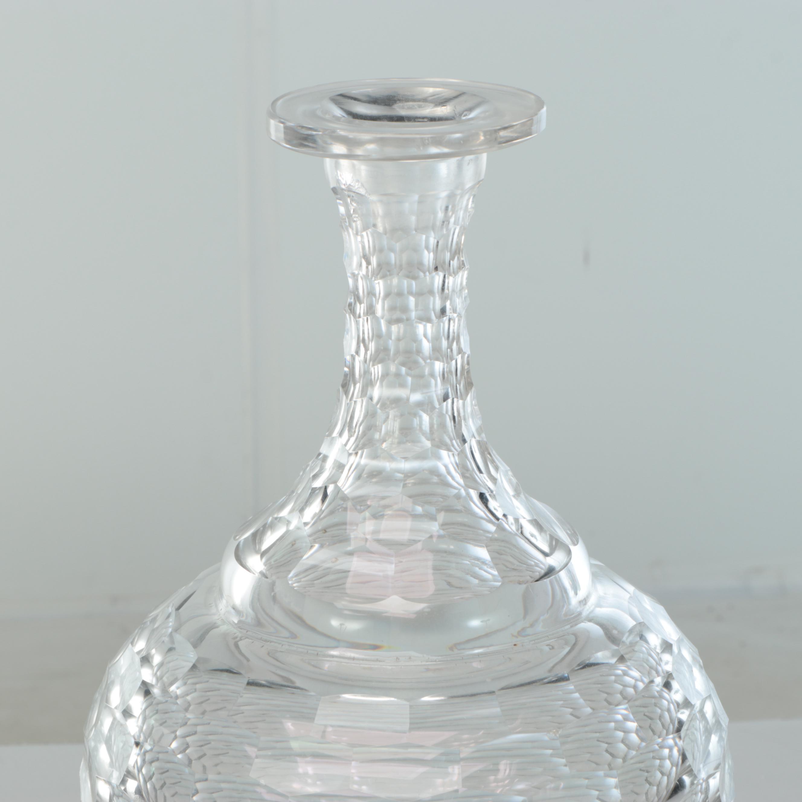 Large Crystal Footed Vase Pair